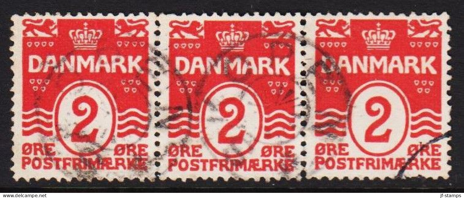 1915. DANMARK. 3-stripe 2 ØRE Wavy-line Cancelled Star Cancel SKOPEN.  (Michel 78 ) - JF536994 - Used Stamps