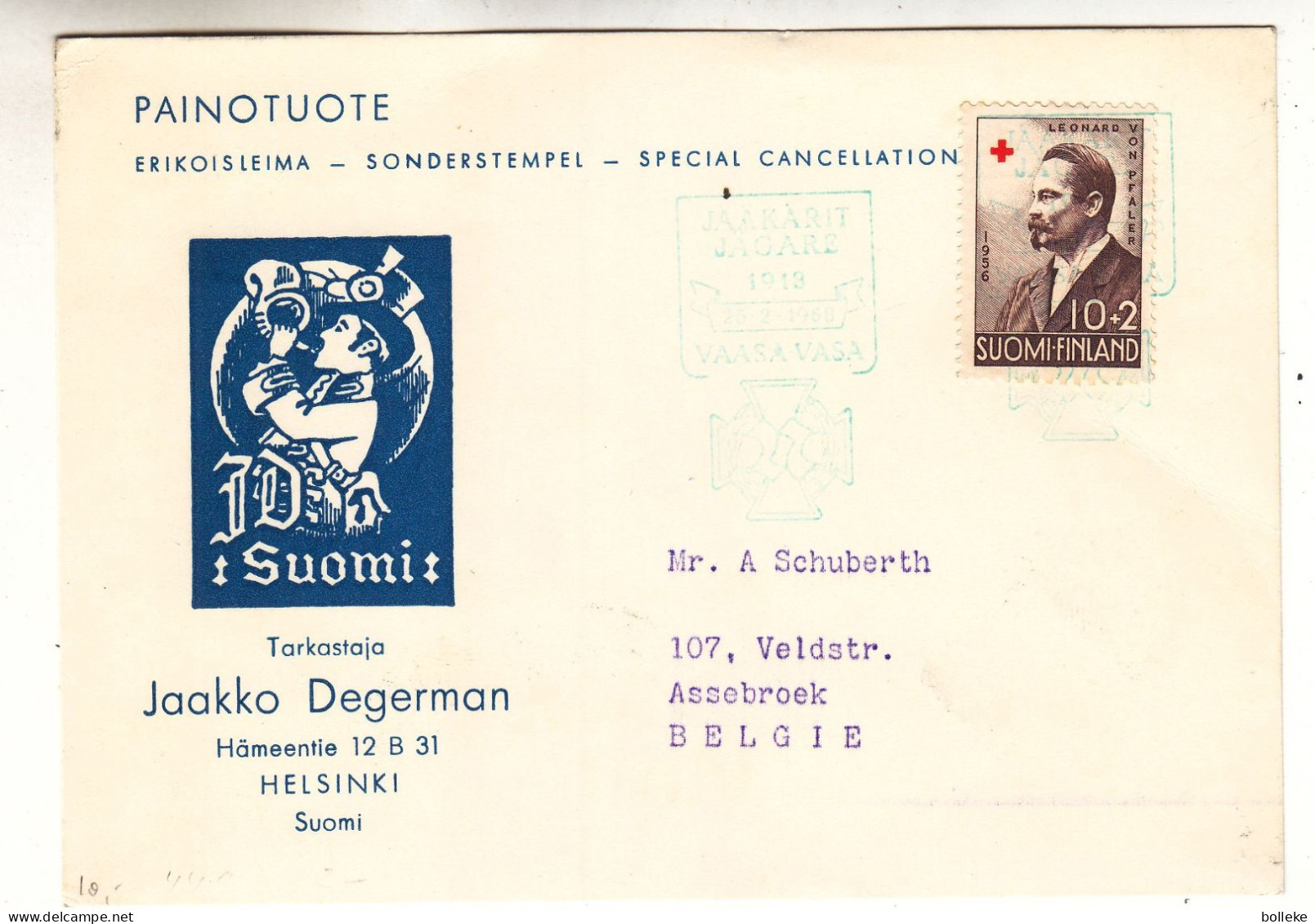 Finlande - Carte Postale De 1968 - Oblit Vaasa - Croix Rouge - - Briefe U. Dokumente