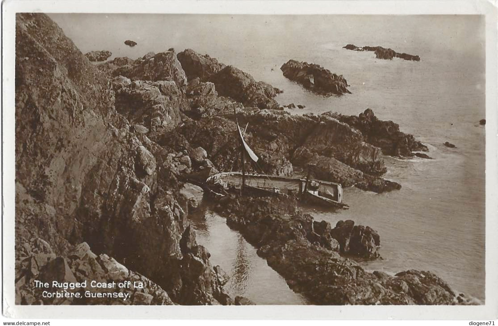 Guernsey The Rugged Coast Off La Corbière Stranded Ship - Guernsey