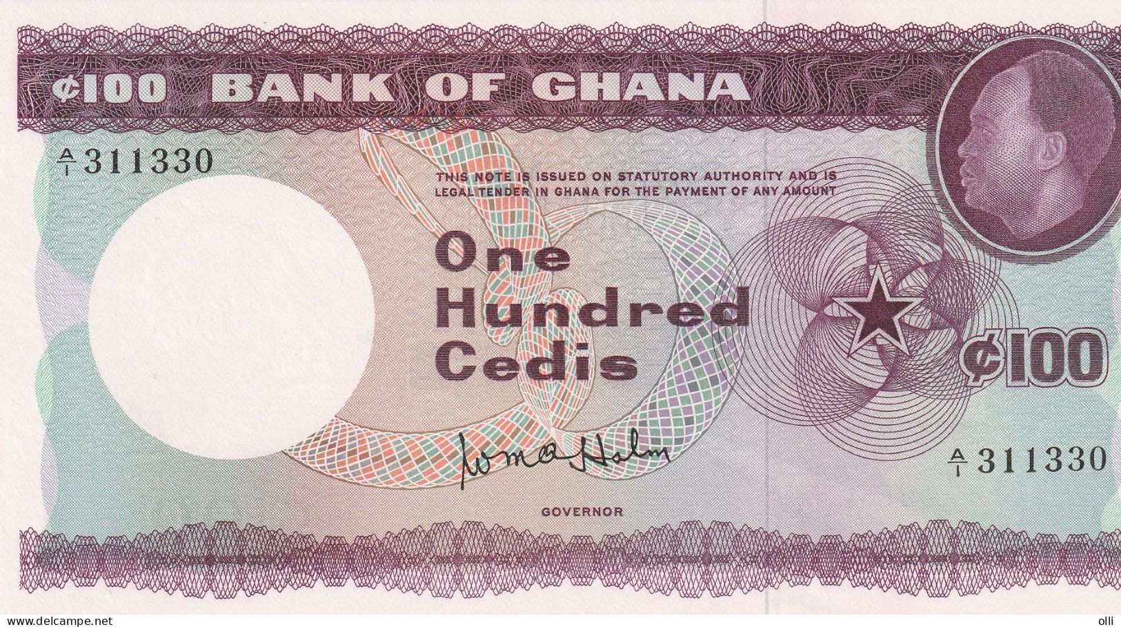 Ghana 100 Cedis 1965 P-9 Unc - Ghana