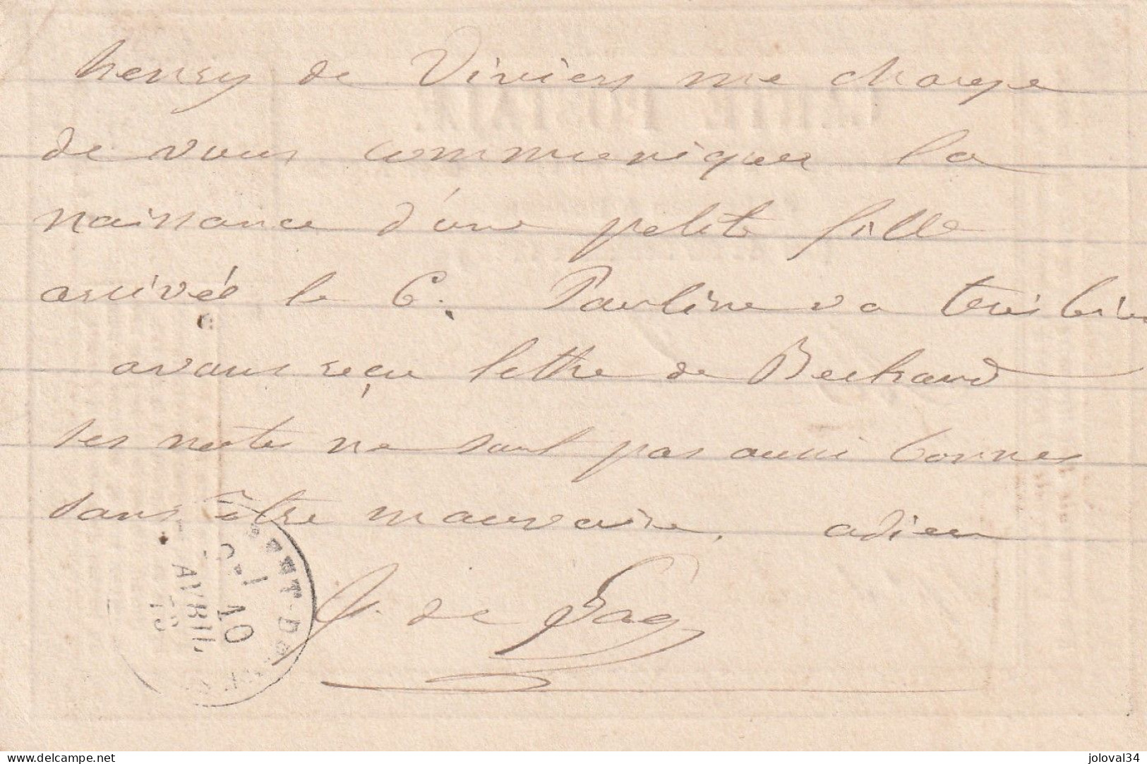 Yvert 59 Carte Précurseur GIMONT Gers 1873 GC 1653 à Baron D' Agos Tibiran St Laurent De Neste Hautes Pyrénées Noblesse - Precursor Cards