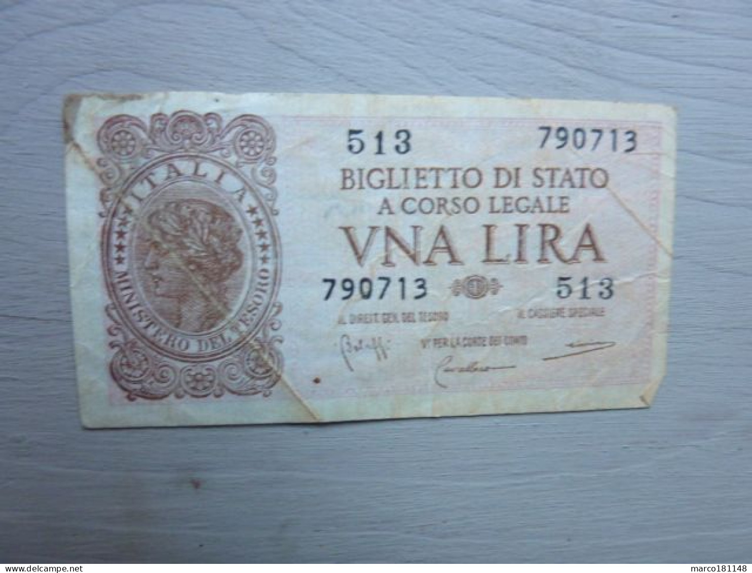 UNA LIRA Biglietto Di Stato A Corso Legale - 1944 - Italia – 1 Lira