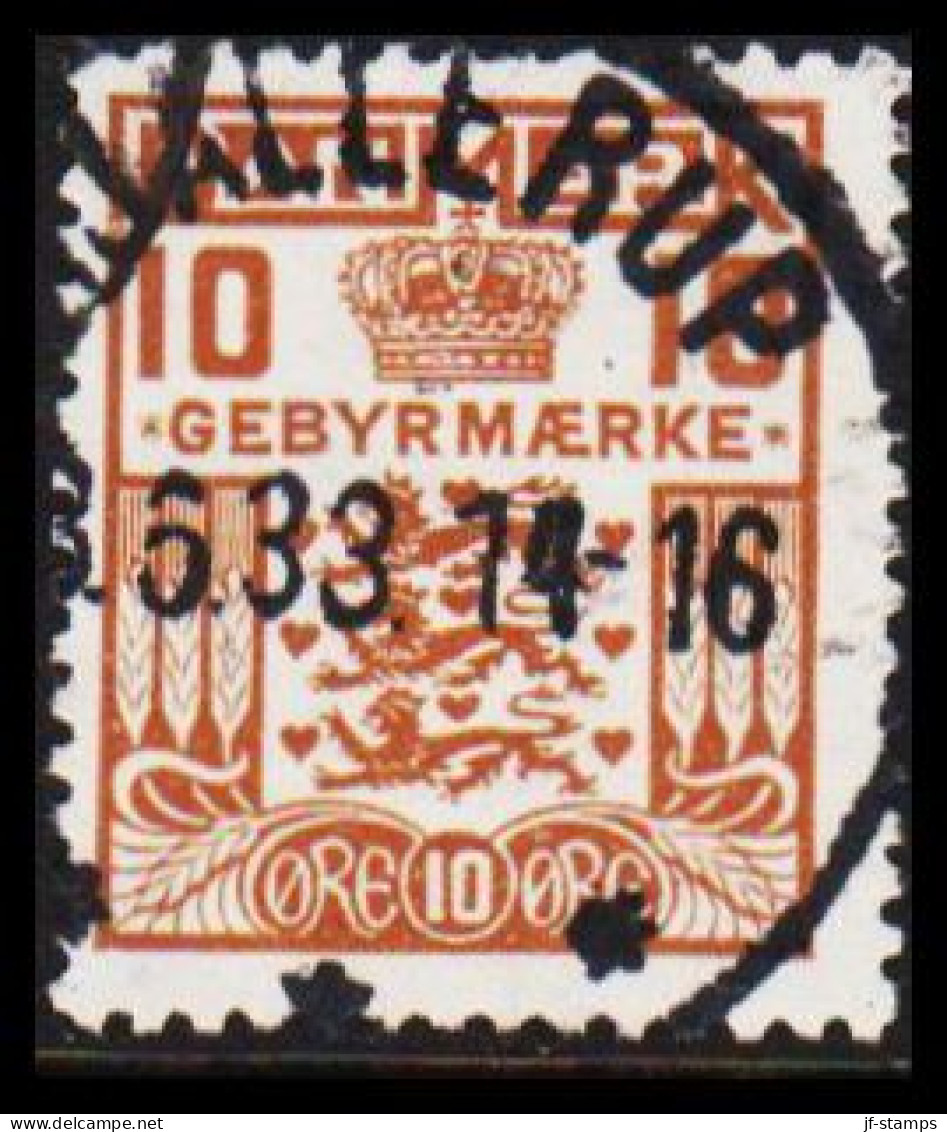 1930. DANMARK.  GEBYR. Late Fee. 10 Øre Brown.  Fine Cancel  HJALLERUP 3.5.33. (Michel V16) - JF537082 - Postage Due