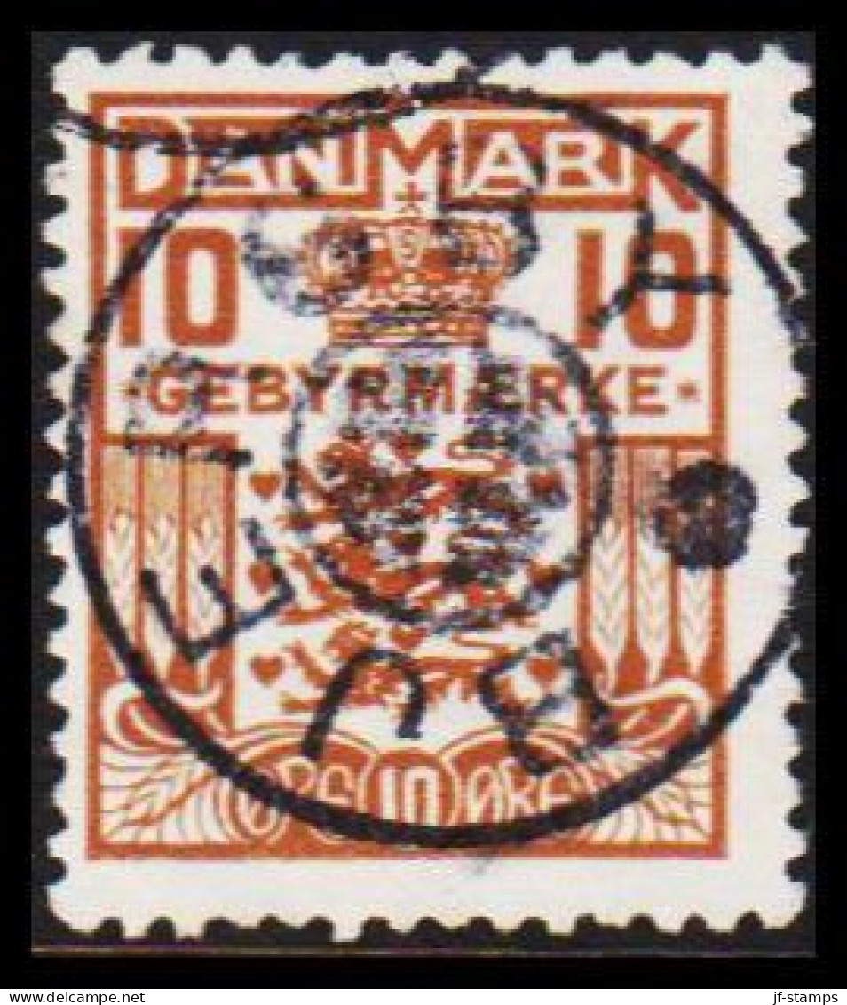 1930. DANMARK.  GEBYR. Late Fee. 10 Øre Brown.  Fine STAR Cancel  BJERGBY. (Michel V16) - JF537084 - Postage Due