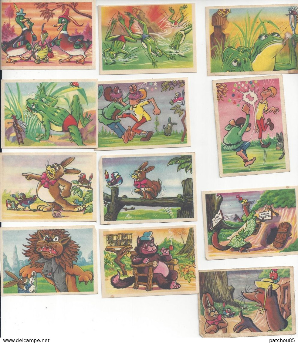 12 Chromos Collections Des Vignettes Fables De La Fontaine Chocolats Poudre Meunier - Menier