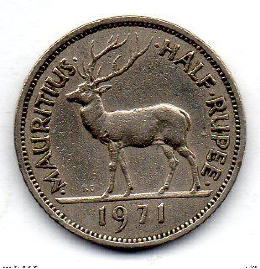 MAURITIUS, 1/2 Rupee, Copper-Nickel, Year 1971, KM # 37.1 - Mauritius