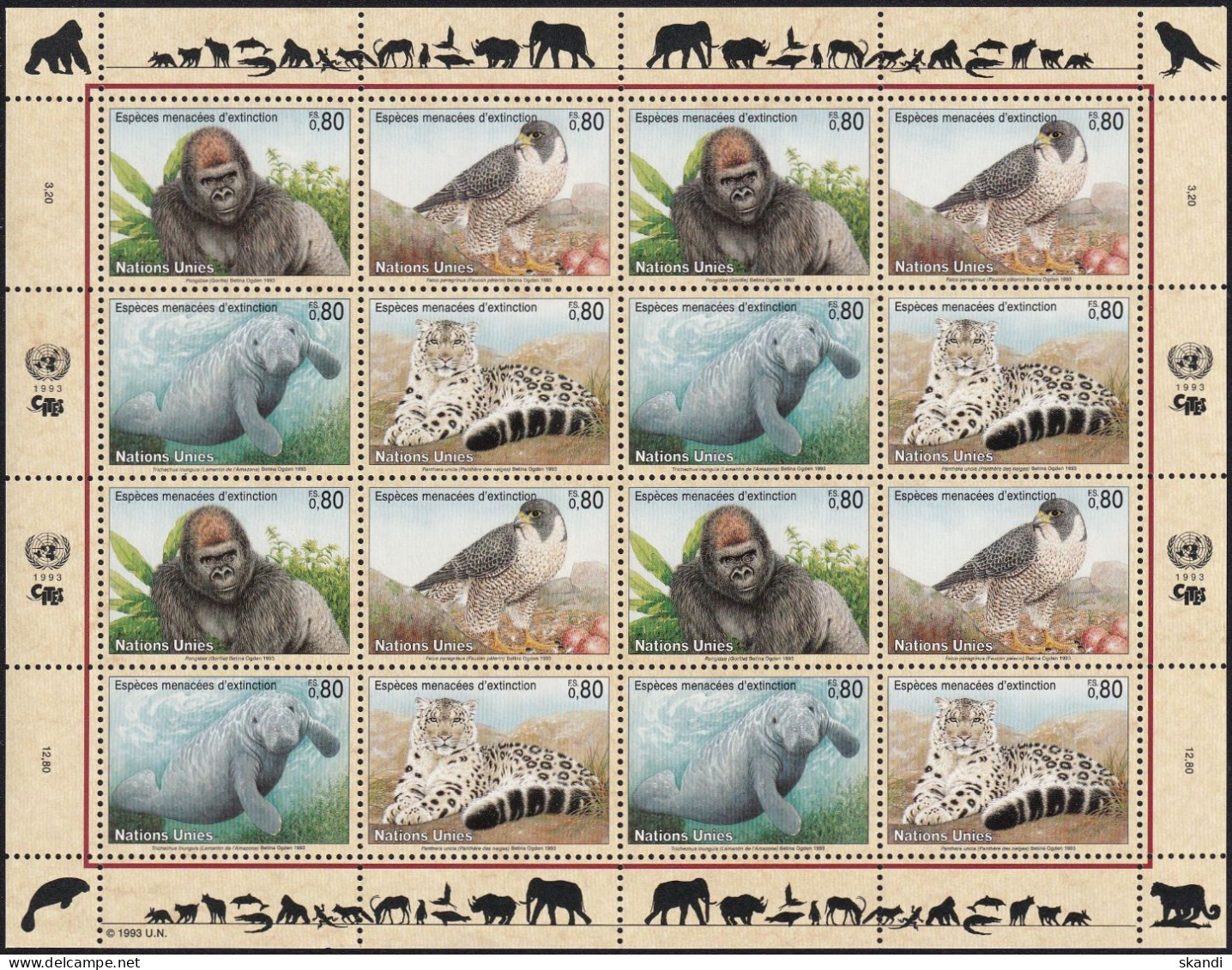 UNO GENF 1993 Mi-Nr. 227/30 Kleinbogen ** MNH - Blokken & Velletjes