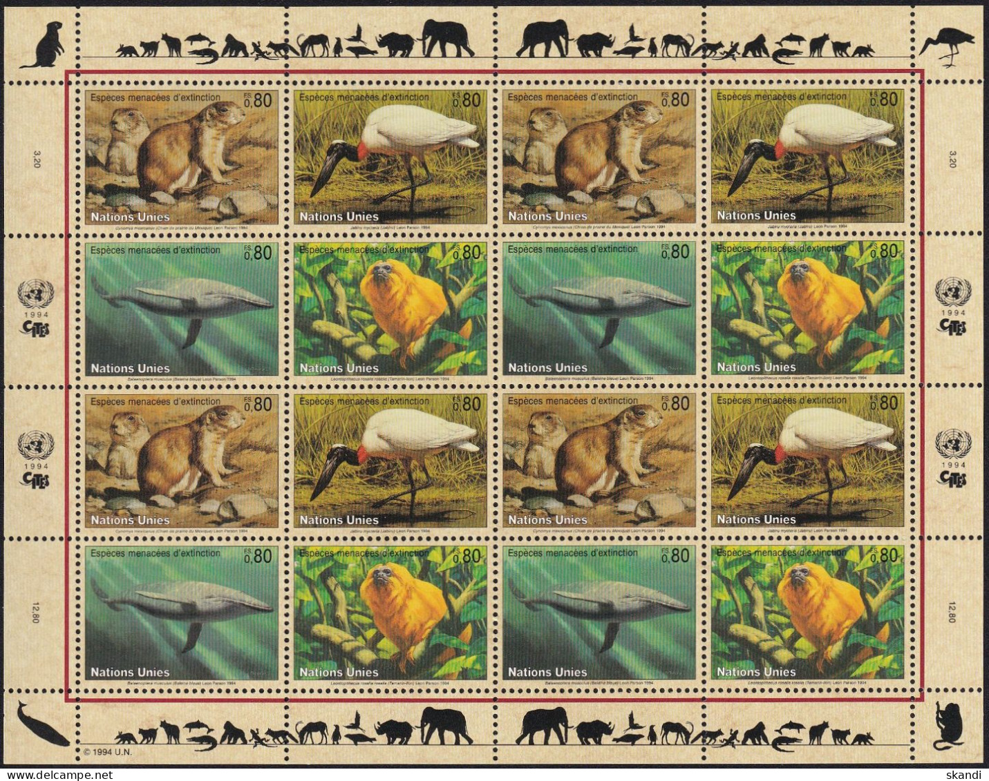 UNO GENF 1994 Mi-Nr. 245/48 Kleinbogen ** MNH - Blokken & Velletjes