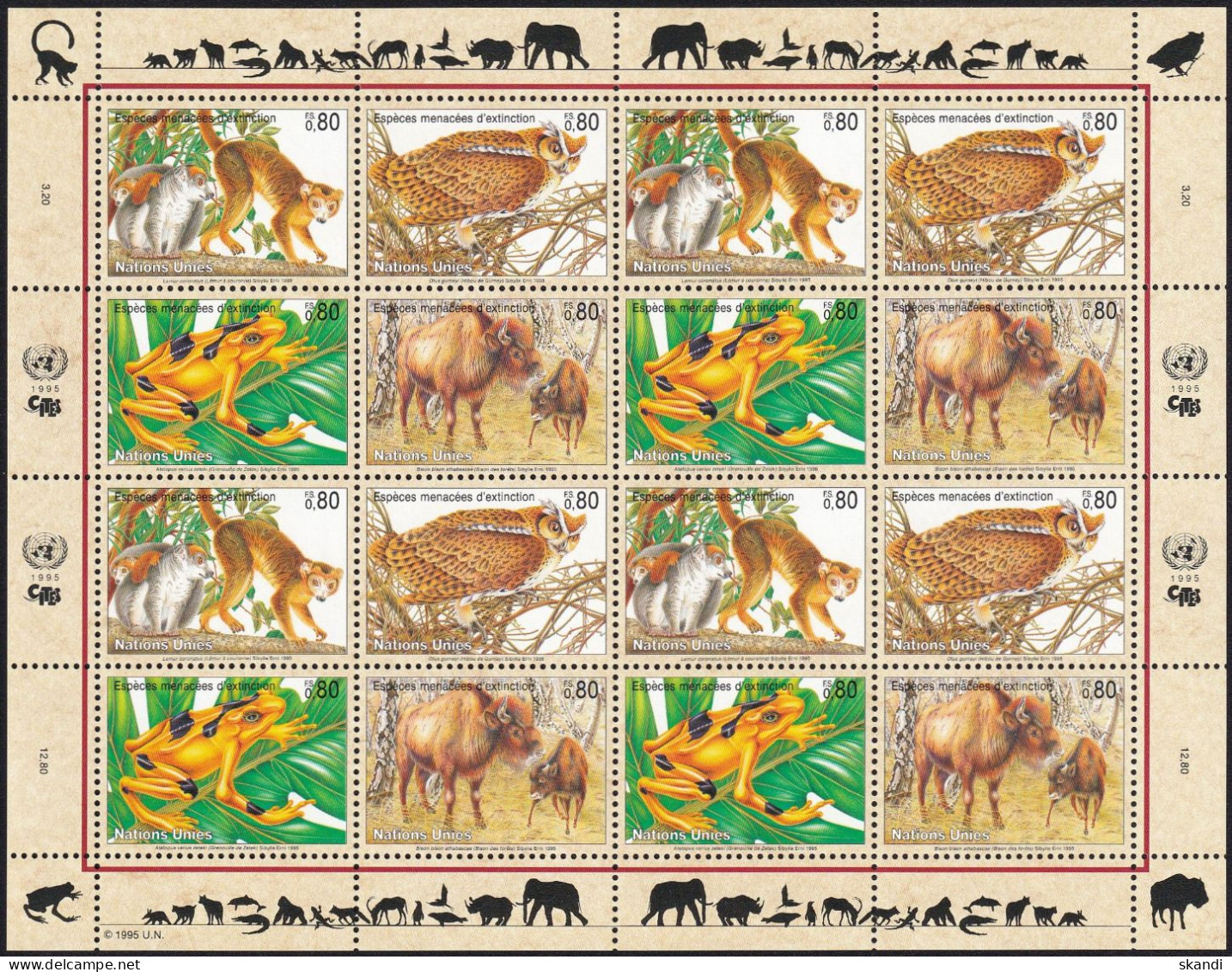 UNO GENF 1995 Mi-Nr. 263/66 Kleinbogen ** MNH - Blokken & Velletjes