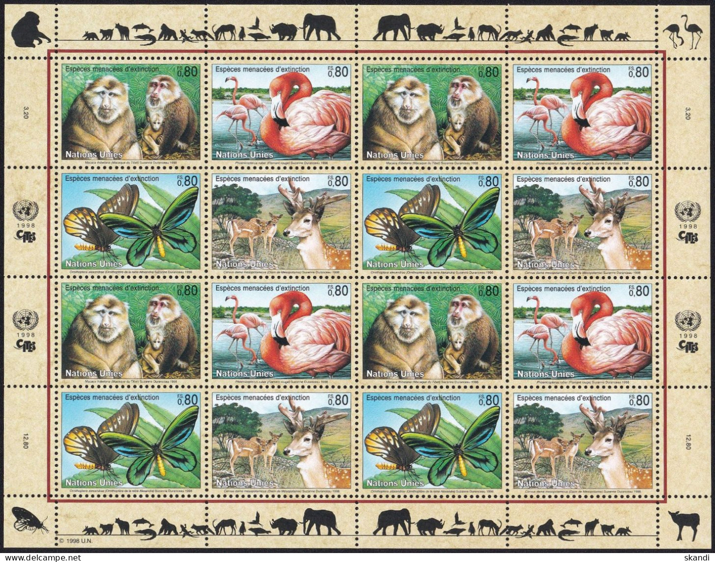 UNO GENF 1998 Mi-Nr. 330/33 Kleinbogen ** MNH - Blocs-feuillets