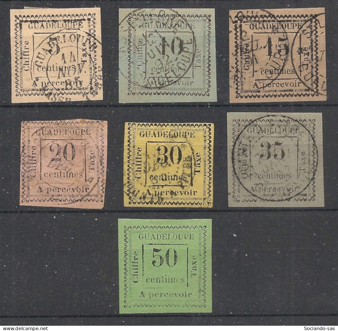 GUADELOUPE - 1884 - Taxe TT N°YT. 6 à 12 - Série Complète - Oblitéré / Used - Timbres-taxe