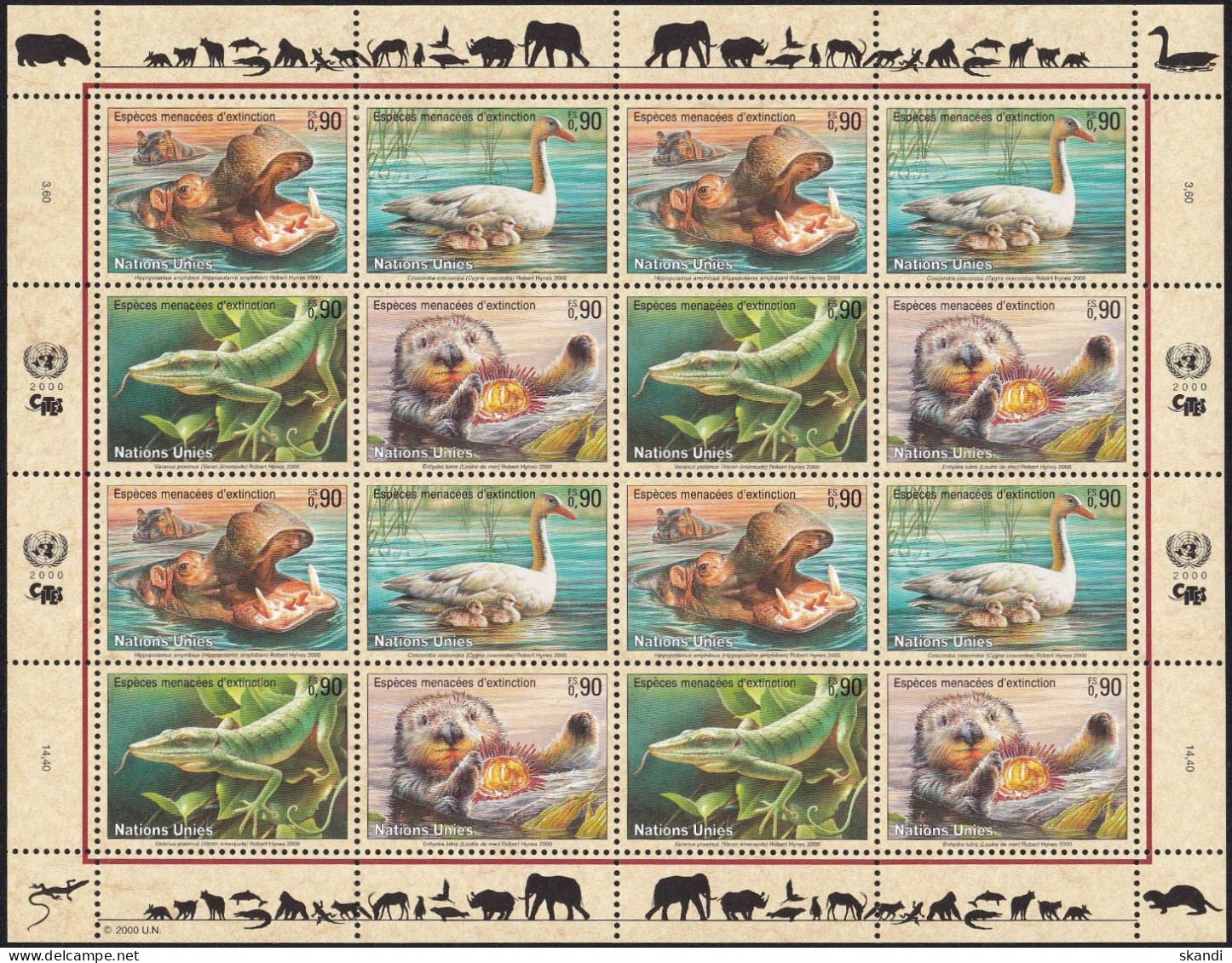 UNO GENF 2000 Mi-Nr. 385/88 Kleinbogen ** MNH - Blocks & Sheetlets