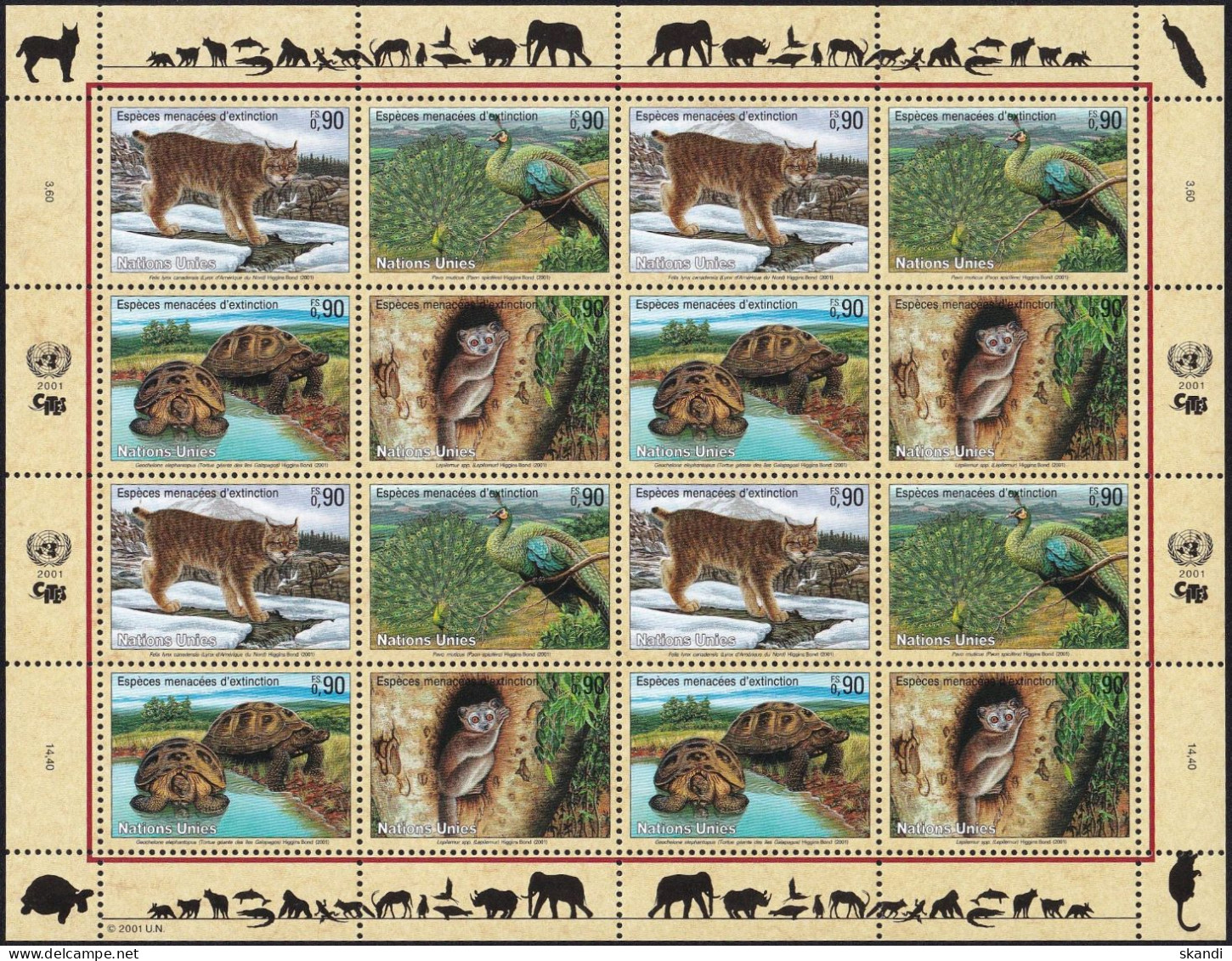 UNO GENF 2001 Mi-Nr. 409/12 Kleinbogen ** MNH - Blocks & Kleinbögen