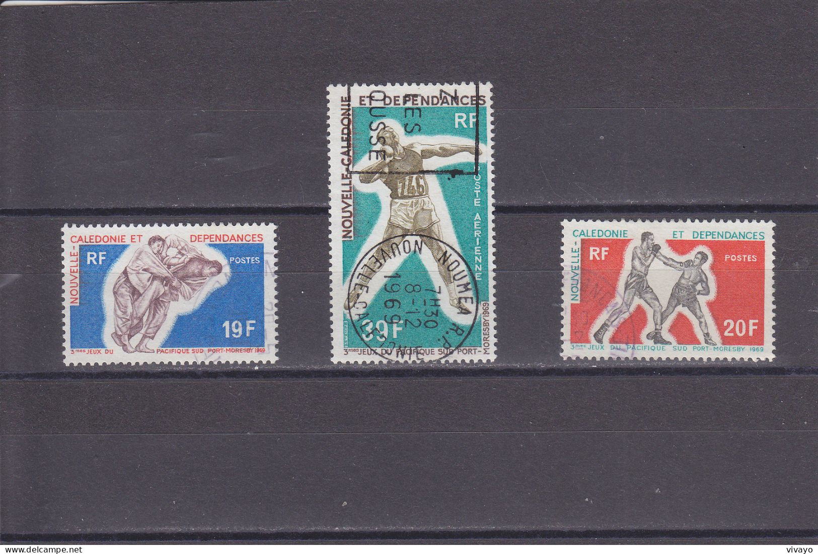 NOUVELLE CALEDONIE - O / FINE CANCELLED - 1969 - SOUTH PACIFIC GAMES - Yv. 361/2, PA 107 - Mi. 473/4, 476 - Gebraucht