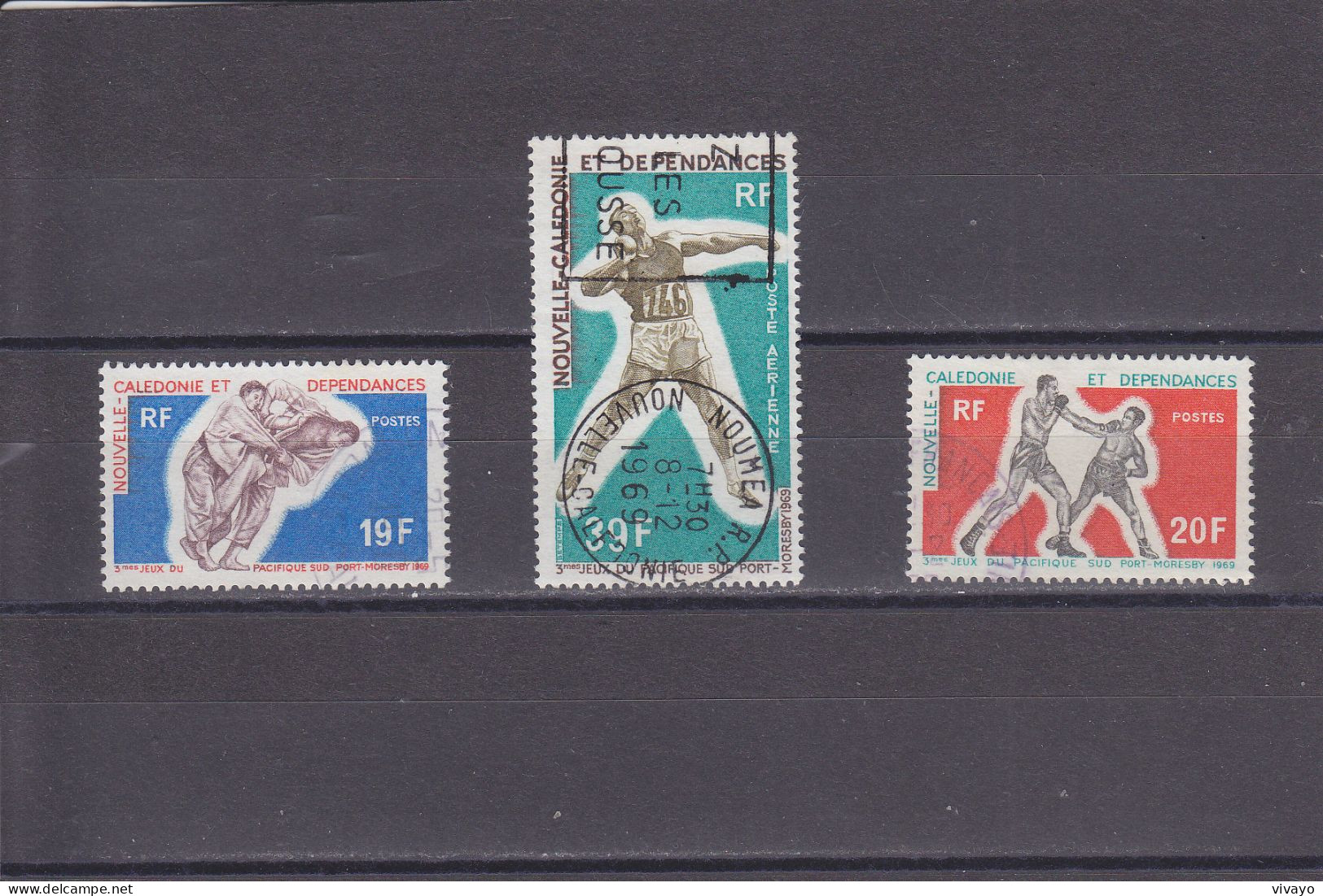 NOUVELLE CALEDONIE - O / FINE CANCELLED - 1969 - SOUTH PACIFIC GAMES - Yv. 361/2, PA 107 - Mi. 473/4, 476 - Oblitérés