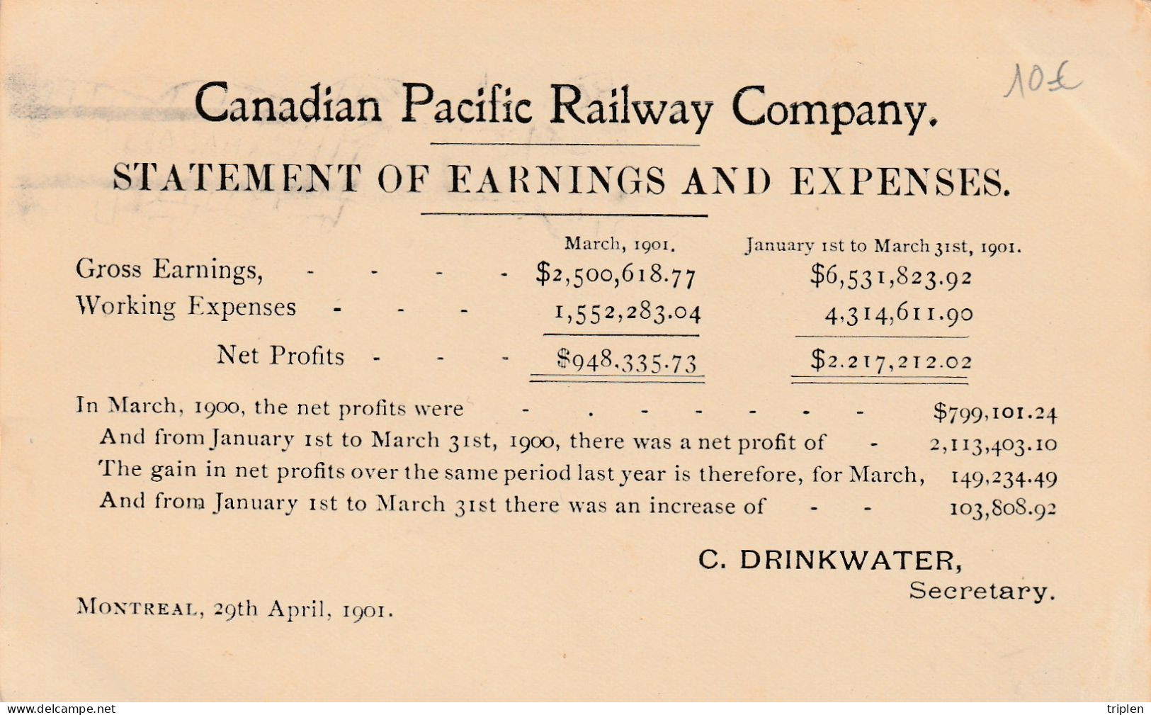 Entier 1901 - Canadian Pacific Railway Company - Mount Stephen House - Other & Unclassified