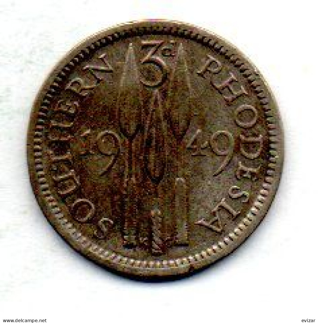SOUTHERN RHODESIA, 3 Pence, Copper-Nickel, Year 1949, KM # 20 - Rhodesia