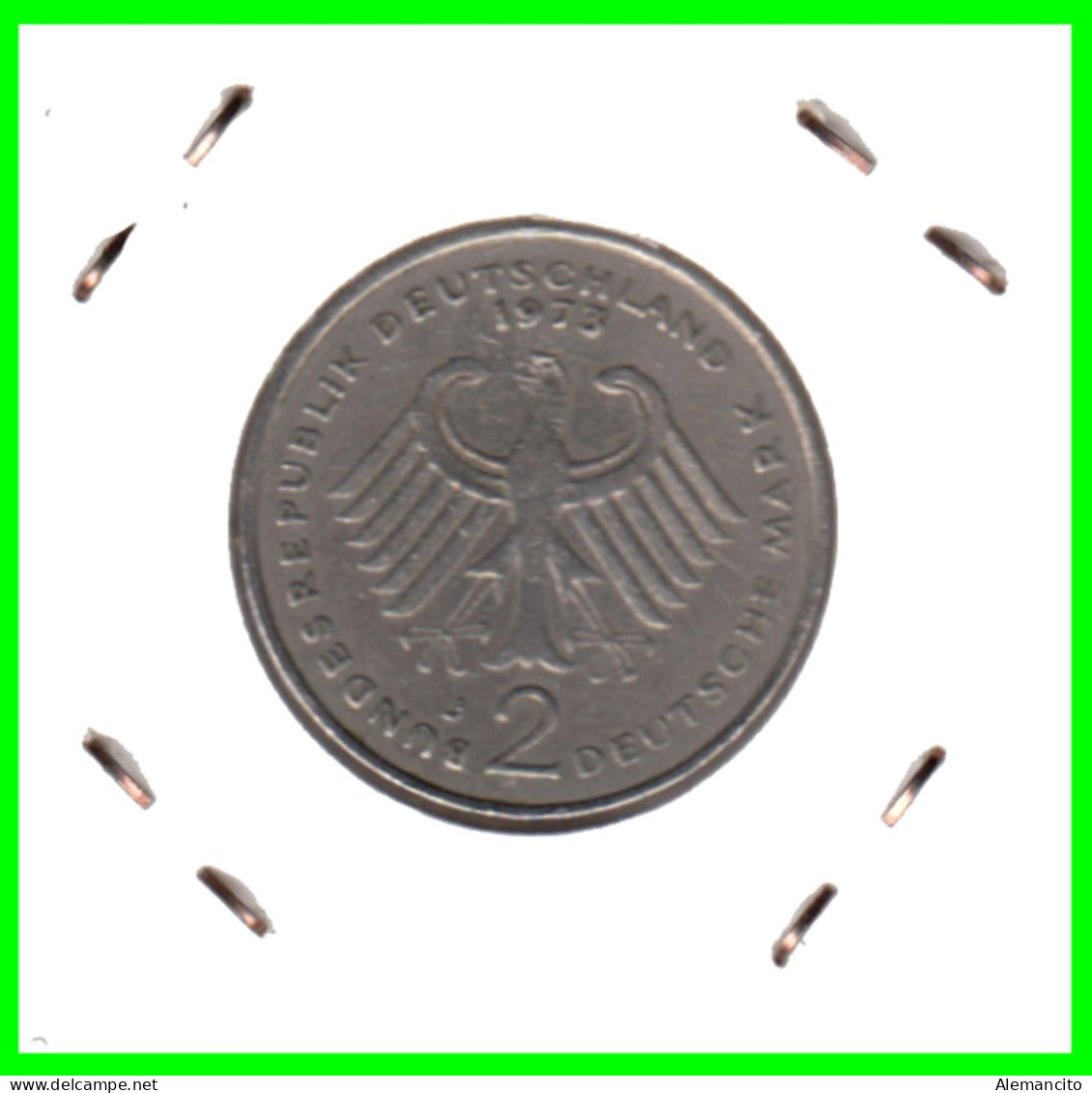 COIN ALEMANIA ( GERMANY ) MONEDA DE 2.00 DM AÑO 1973 CECA-J - HAMBURG - KONRAD ADENAUER NÍQUEL- 26,75 MM CIRCULADA - 2 Mark