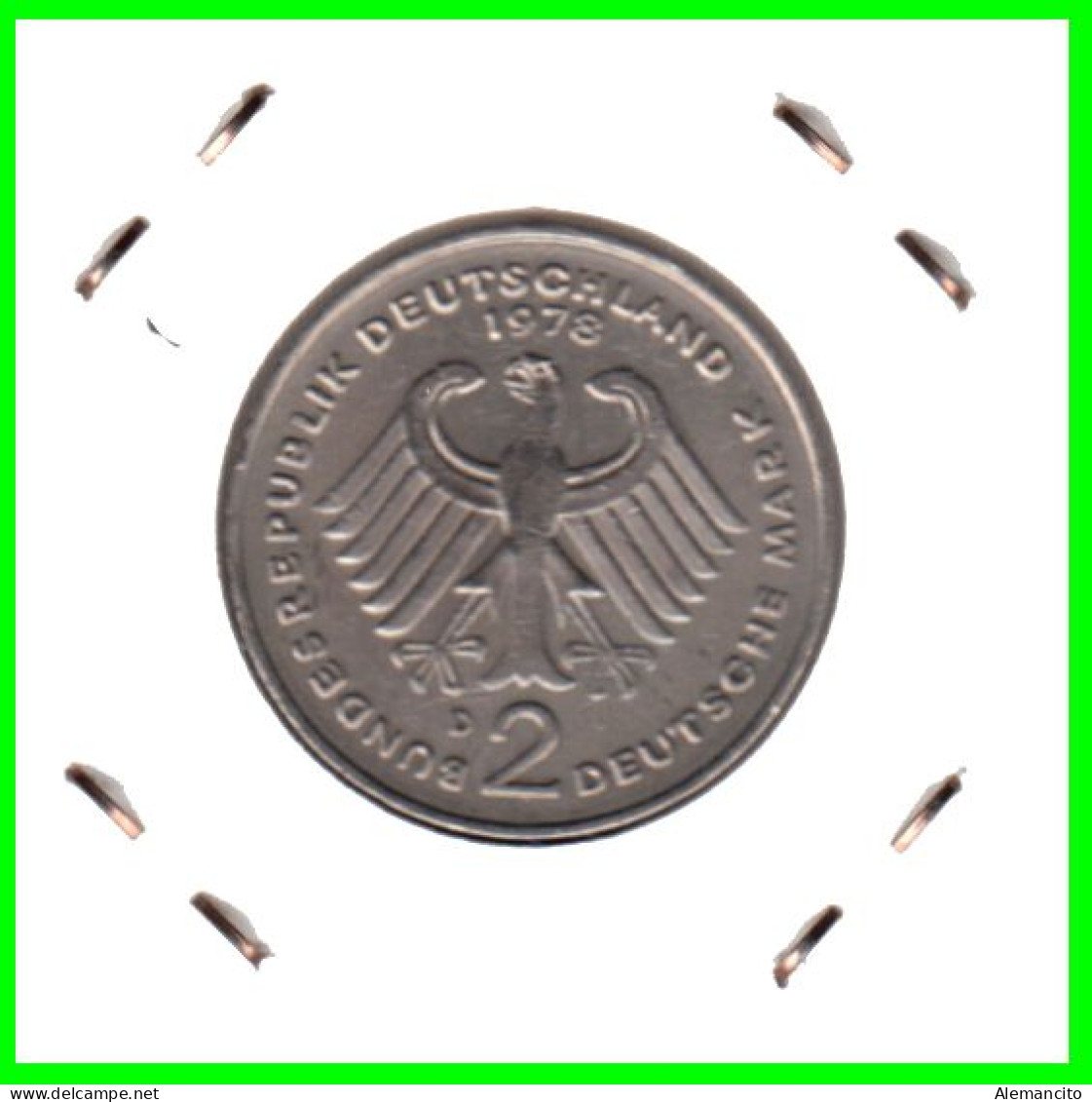 COIN ALEMANIA ( GERMANY ) MONEDA DE 2.00 DM AÑO 1978 CECA-D - MUNICH KONRAD ADENAUER NÍQUEL- 26,75 MM CIRCULADA - 2 Mark