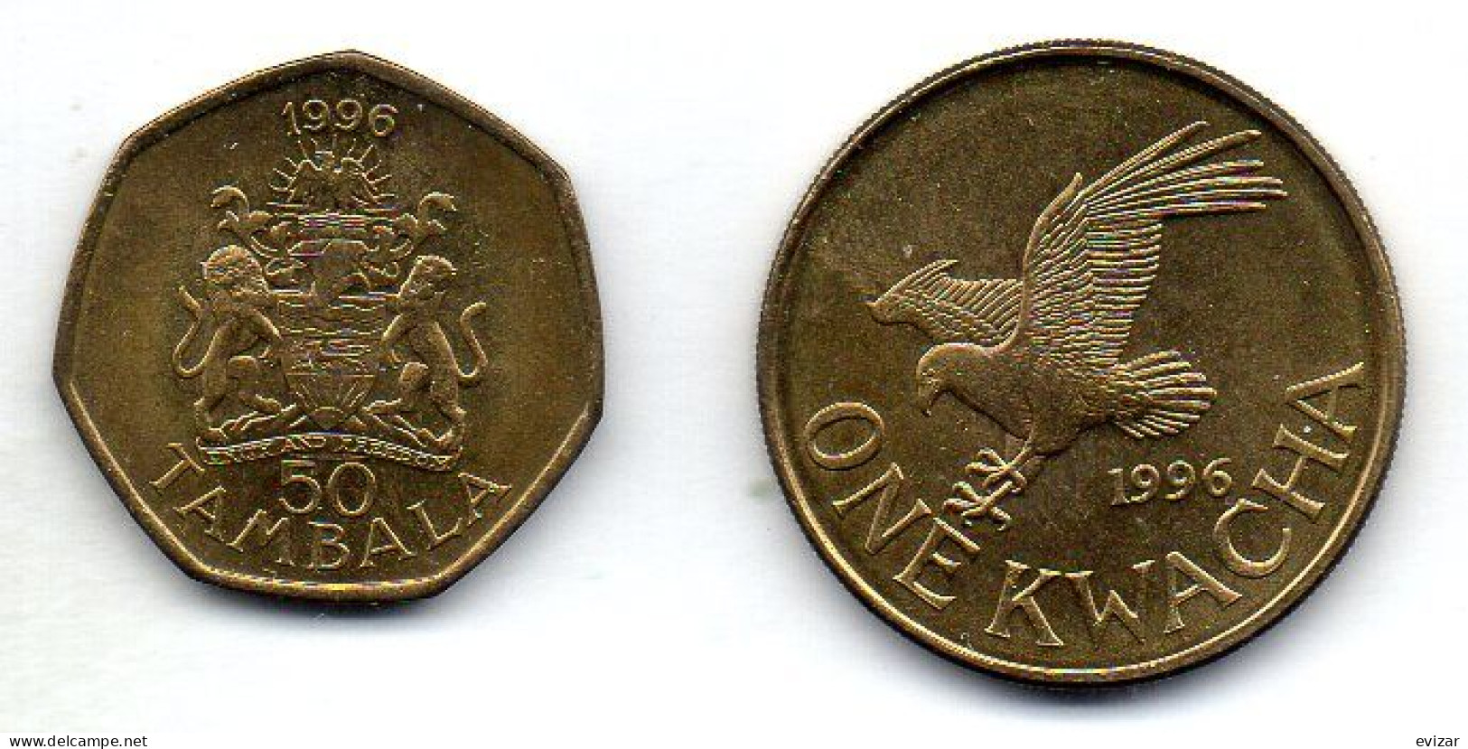 MALAWI, Set Of Two Coins 50 Tambala, 1 Kwacha, Brass, Year 1996, KM # 30, 28 - Malawi