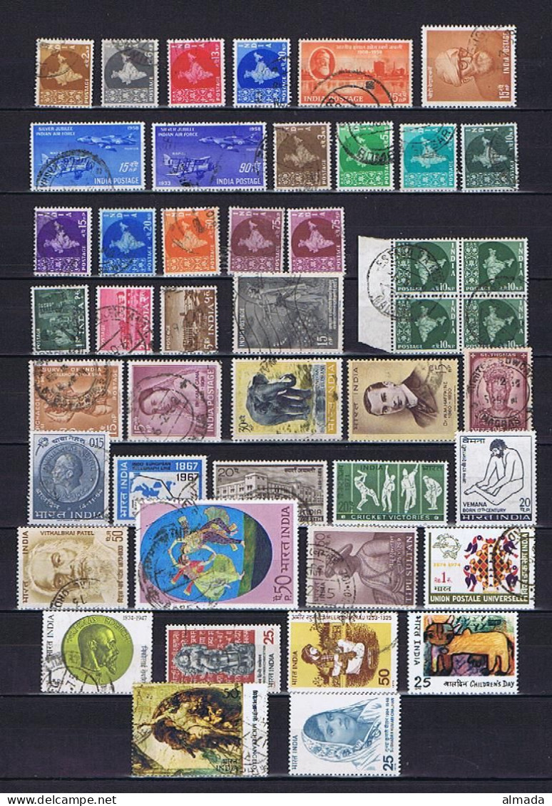 India, Indien 1957-1976: 41 Diff. + 1 Block Of Four (4 * Mint Hinged, 37 Used), 41 Versch. + 1 Viererbl * + Gestempelt - Collections, Lots & Series