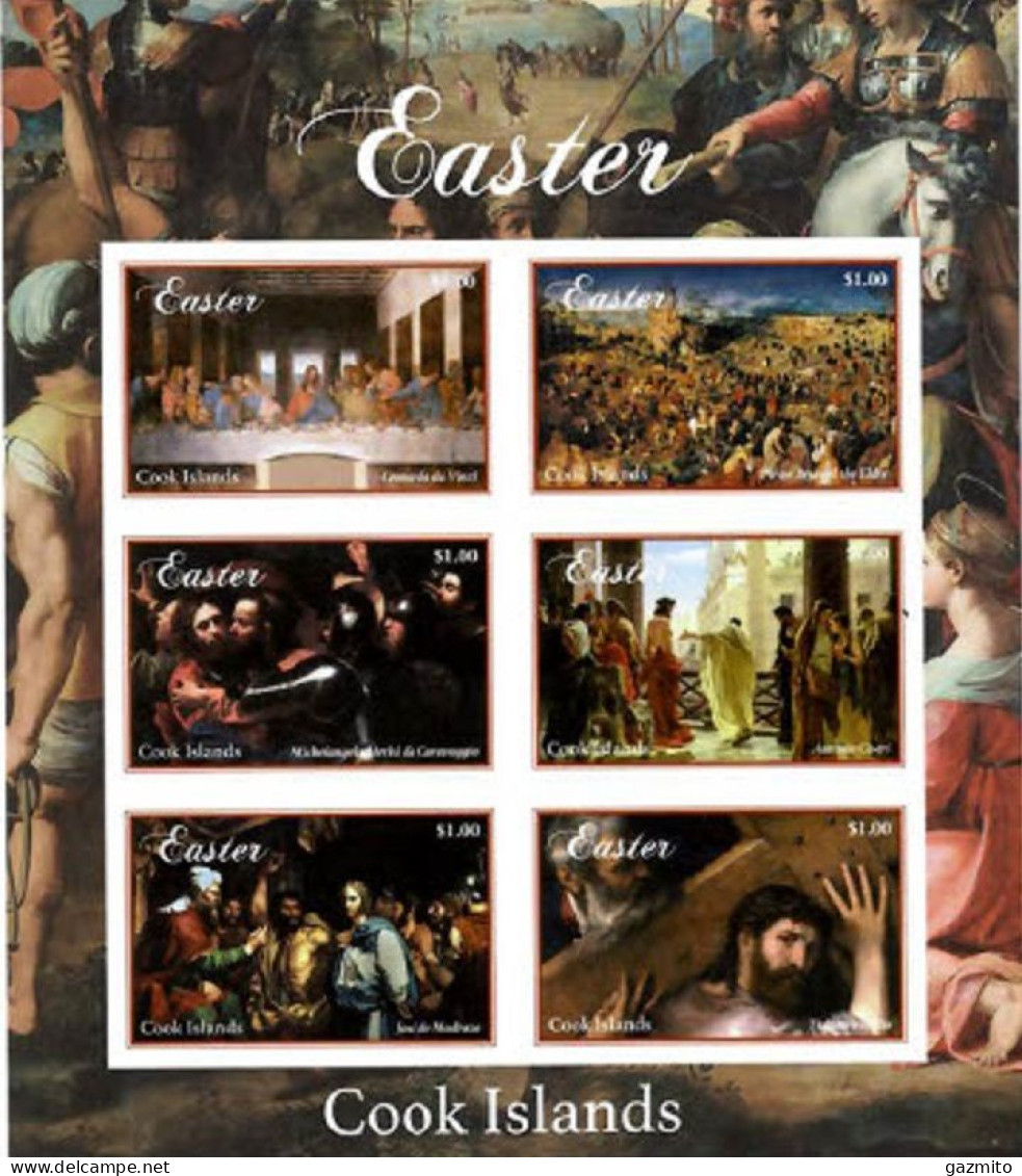 Cook 2012, Easter, Painting By Leonardo, Caravaggio, Tiziano, Madrazo, Horse, 6val In Block  IMPERFORSATED - Pasen