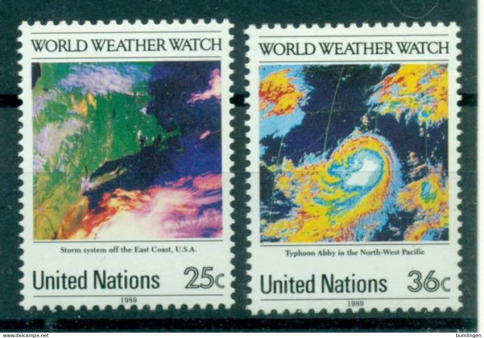 UNITED NATIONS (NY) 1989 Mi 575-76** 25th Anniversary Of World Weather Watch [L3112] - Clima & Meteorología