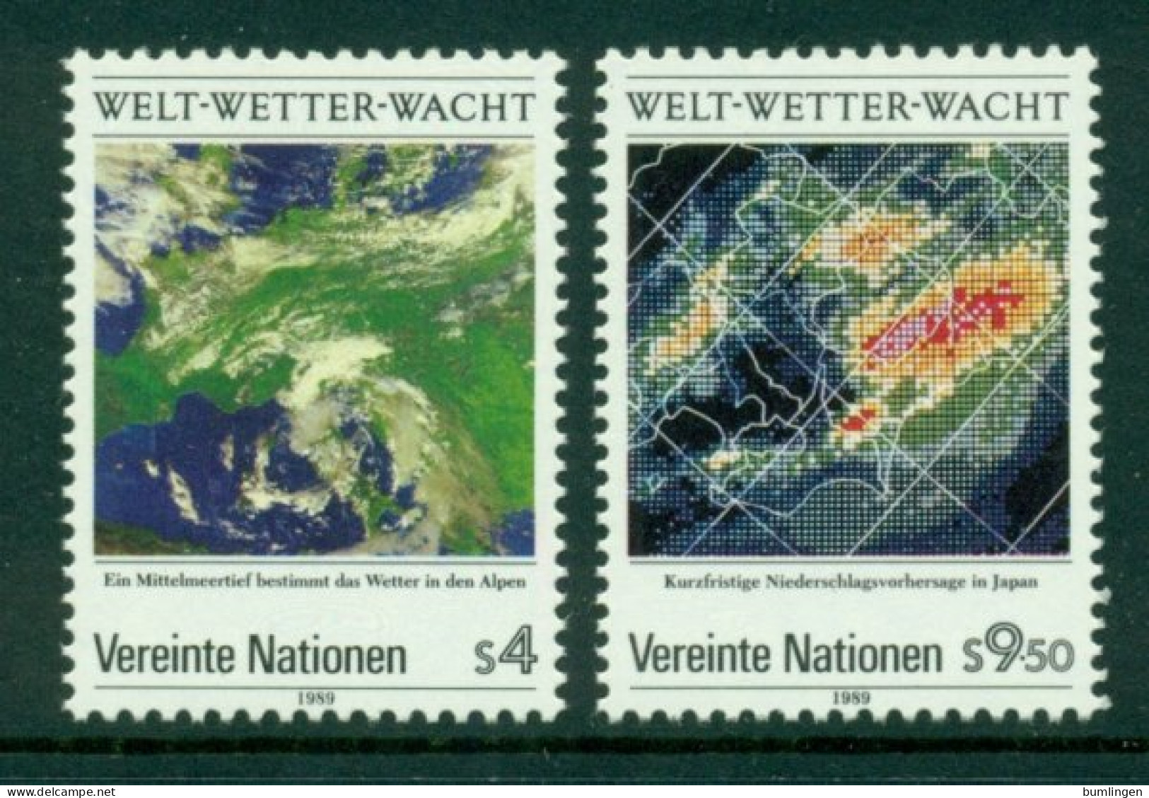UNITED NATIONS (Wien) 1989 Mi 92-93** 25th Anniversary Of World Weather Watch [L3158] - Klimaat & Meteorologie