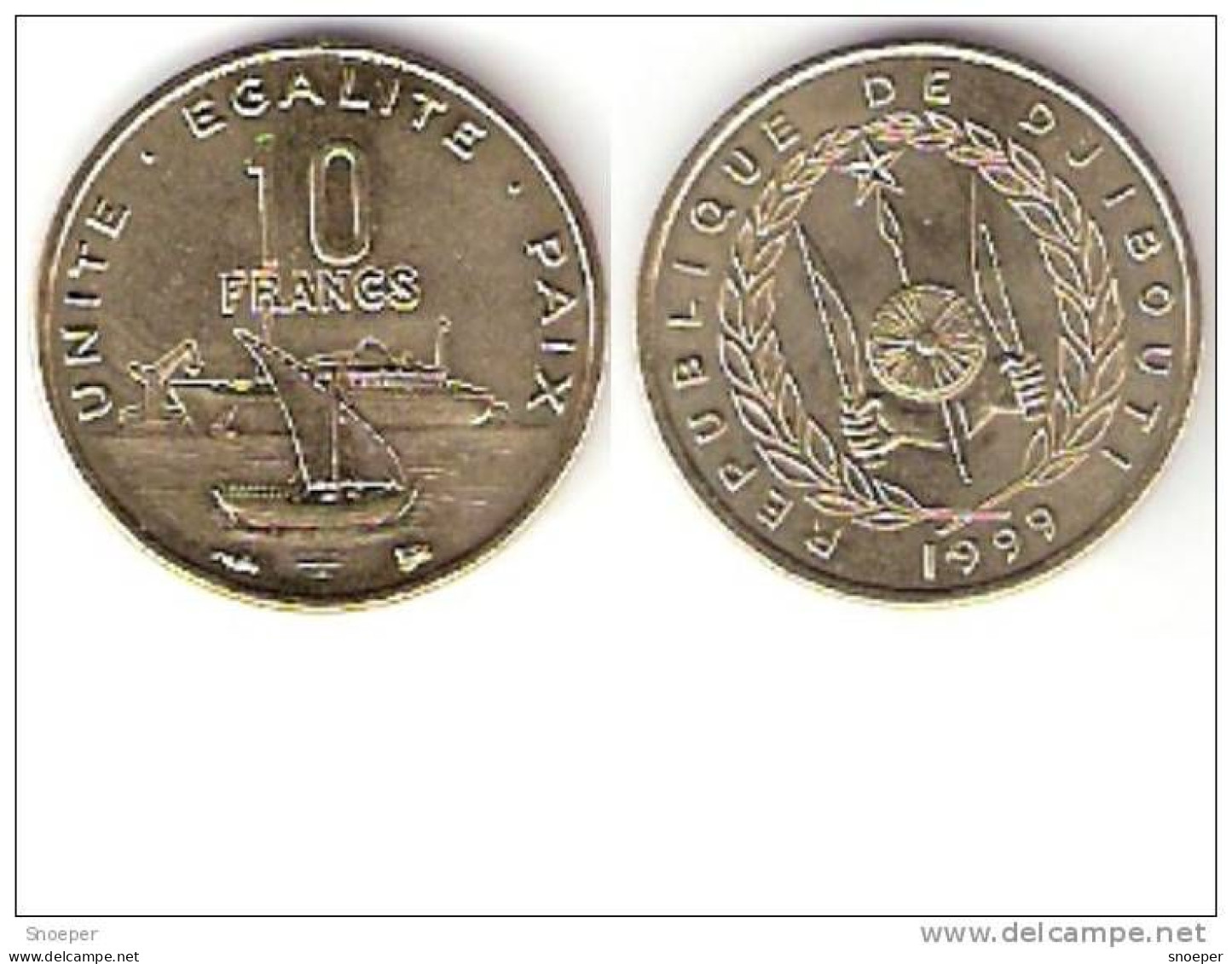 Djibouti 10 Francs 1999 Km 23 Unc  !!!!!!!!!onley In Sets !!catalog Val 15,00$ - Dschibuti