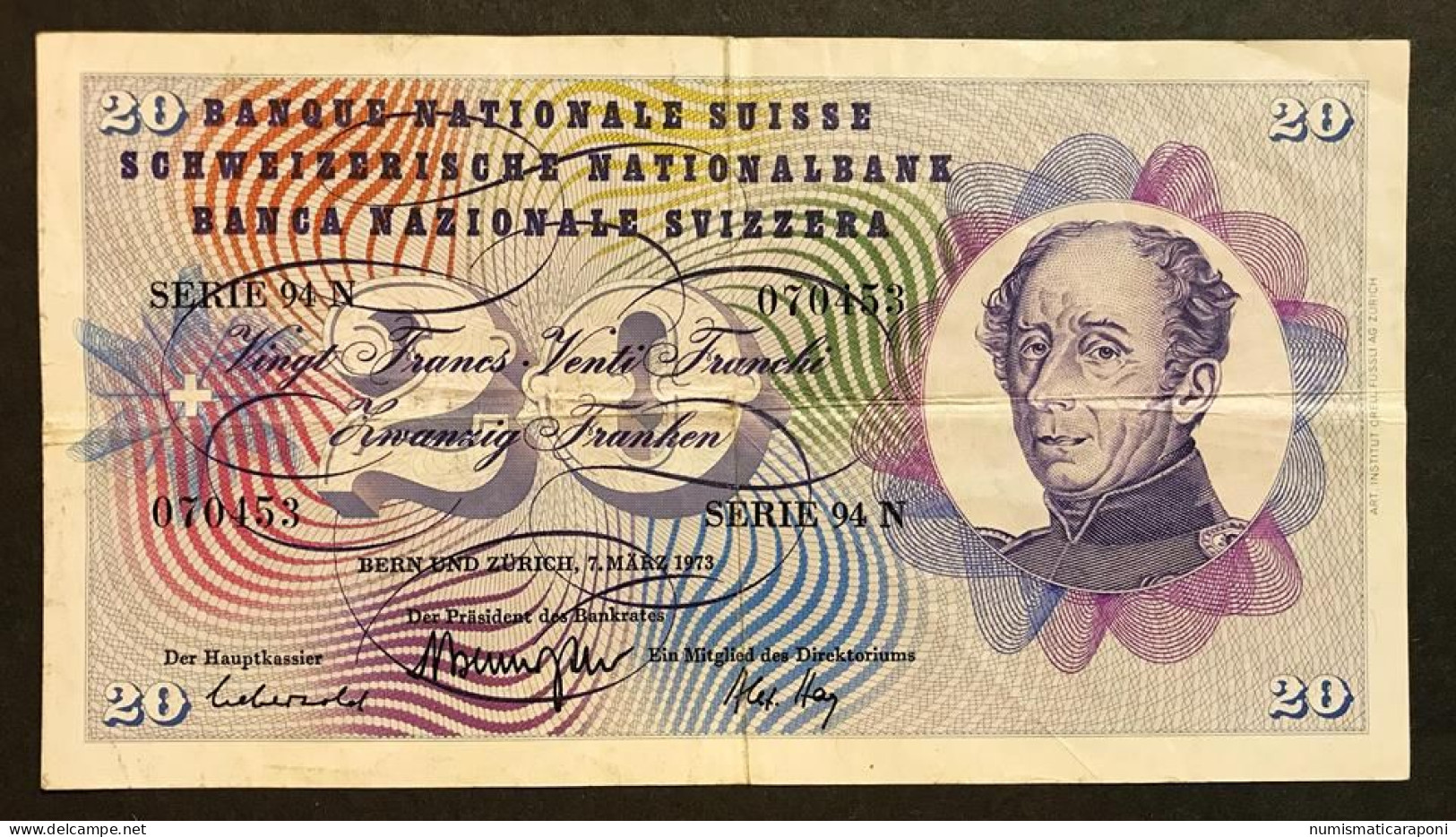 Svizzera Suisse 20 Francs Franken Franchi 1973 LOTTO 660 - Schweiz