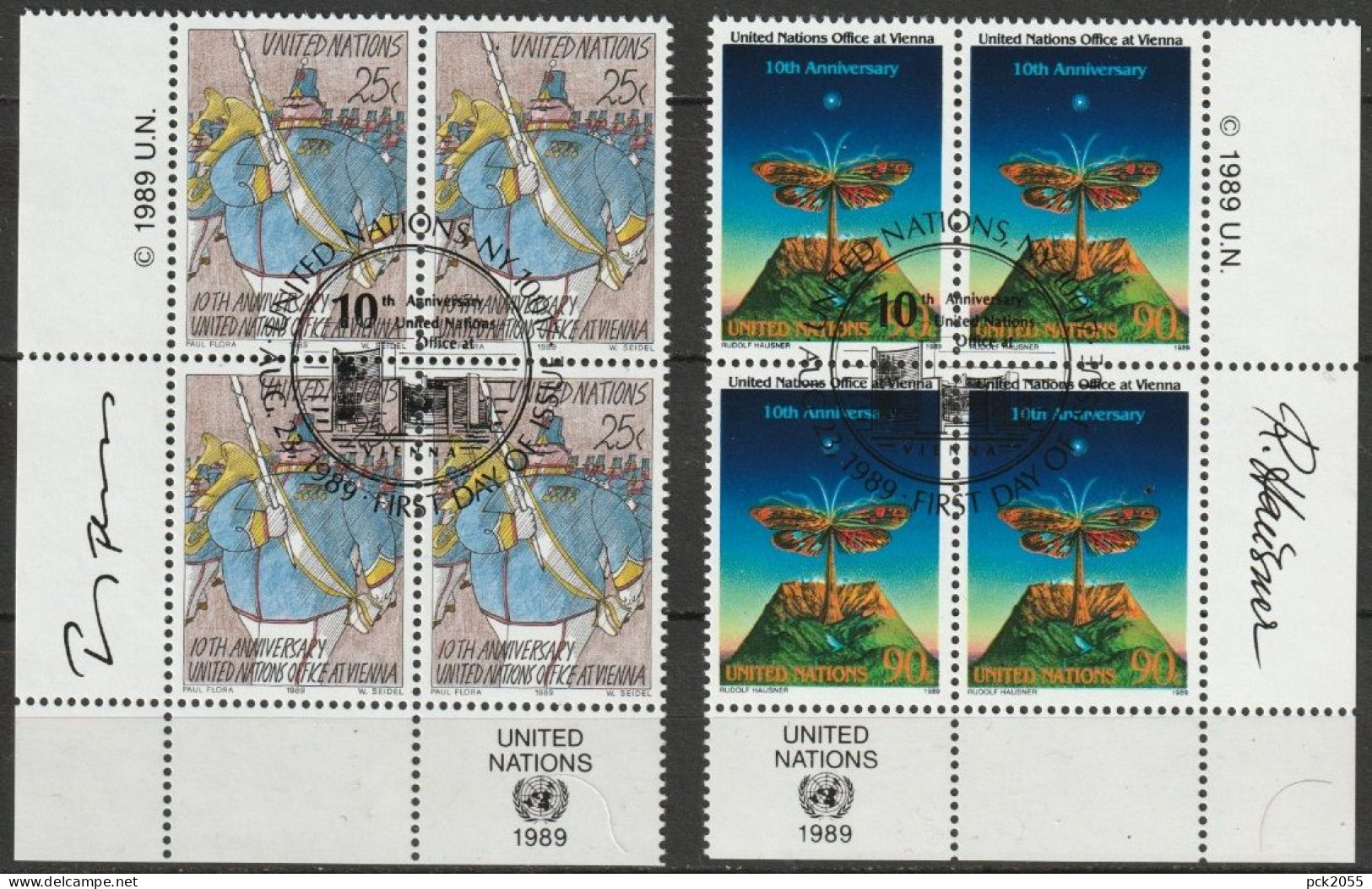 UNO New York 1989 MiNr.577 - 578 4er Block O Gestempelt 25 JAHRE WELTWETTERWACHT ( EK147/3)Versand 1,00€-1,20€ - Gebruikt