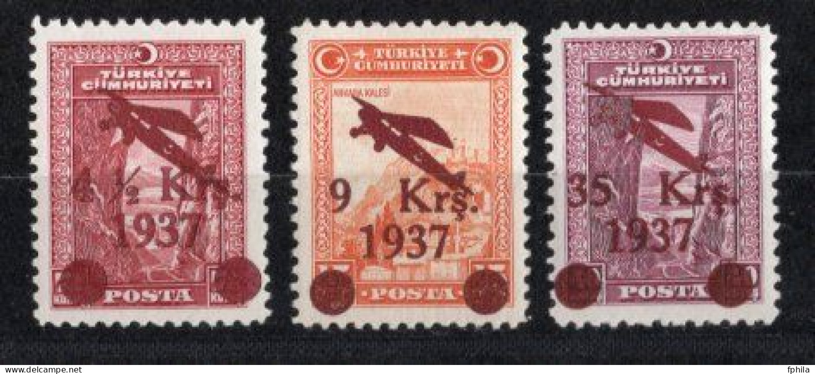 1938 TURKEY SURCHARGED AIRMAIL STAMPS SECOND ISSUE MH * - Nuovi