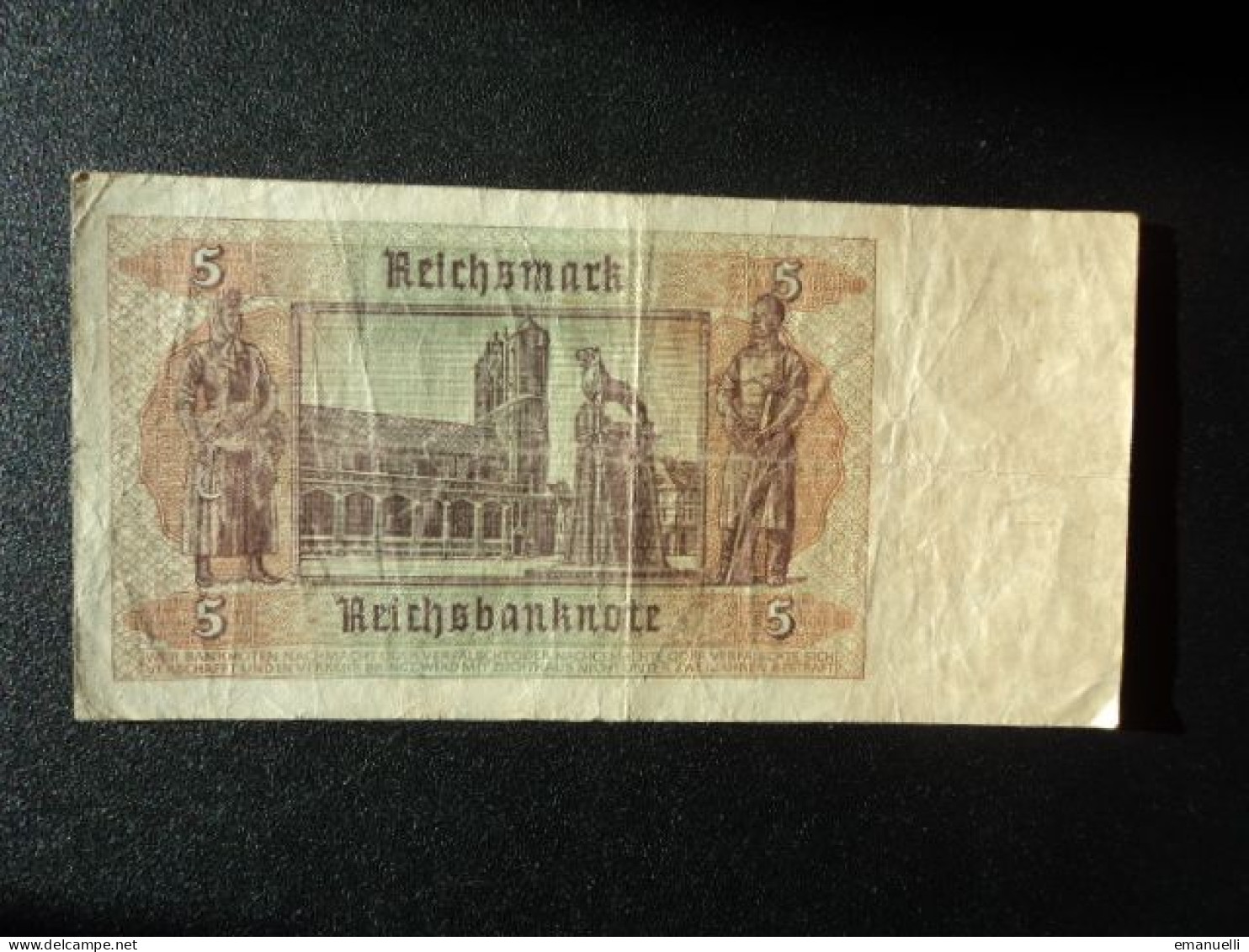 SPÉCIAL FÊTE DES MORTS : 5 REICHSMARK 1.8.1942  C.A. 179b,* /P 186a ** TTB ***(photographies Par " Nuit Et Brouillard ") - 5 Reichsmark