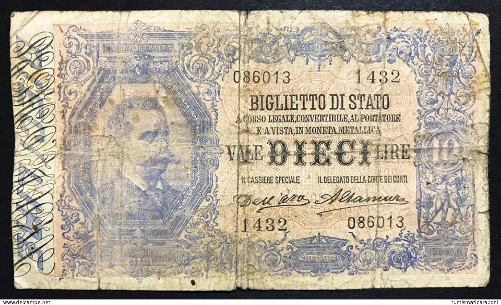 10 LIRE VITTORIO EM. III° Dell'ara Altamura 1911 R3 RRR  LOTTO 492 - Italia – 10 Lire