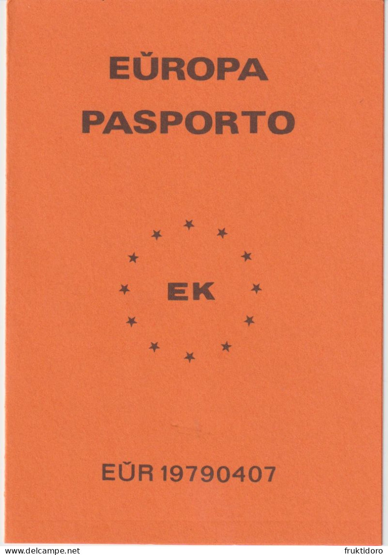 AKEO 10 Esperanto European Passport Issued In 1979 - Esperanta Ewropa Pasporto Eldonita En 1979 - Esperanto