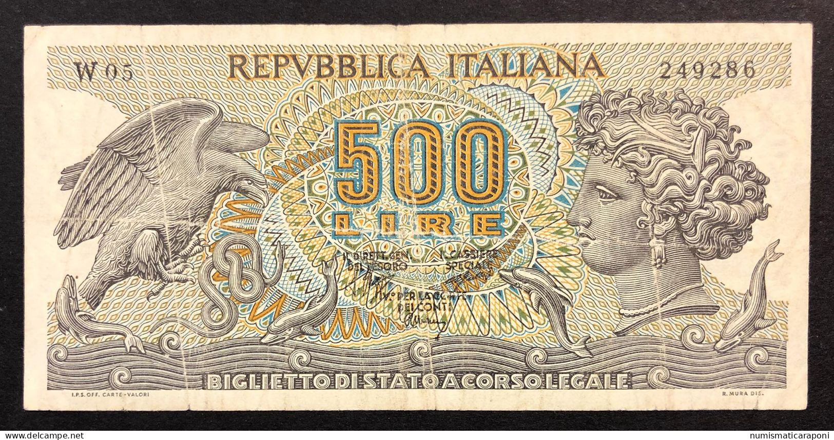 500 LIRE ARETUSA 23 02 1970 Serie Sostitutiva W05 RR  LOTTO 037 - 500 Liras