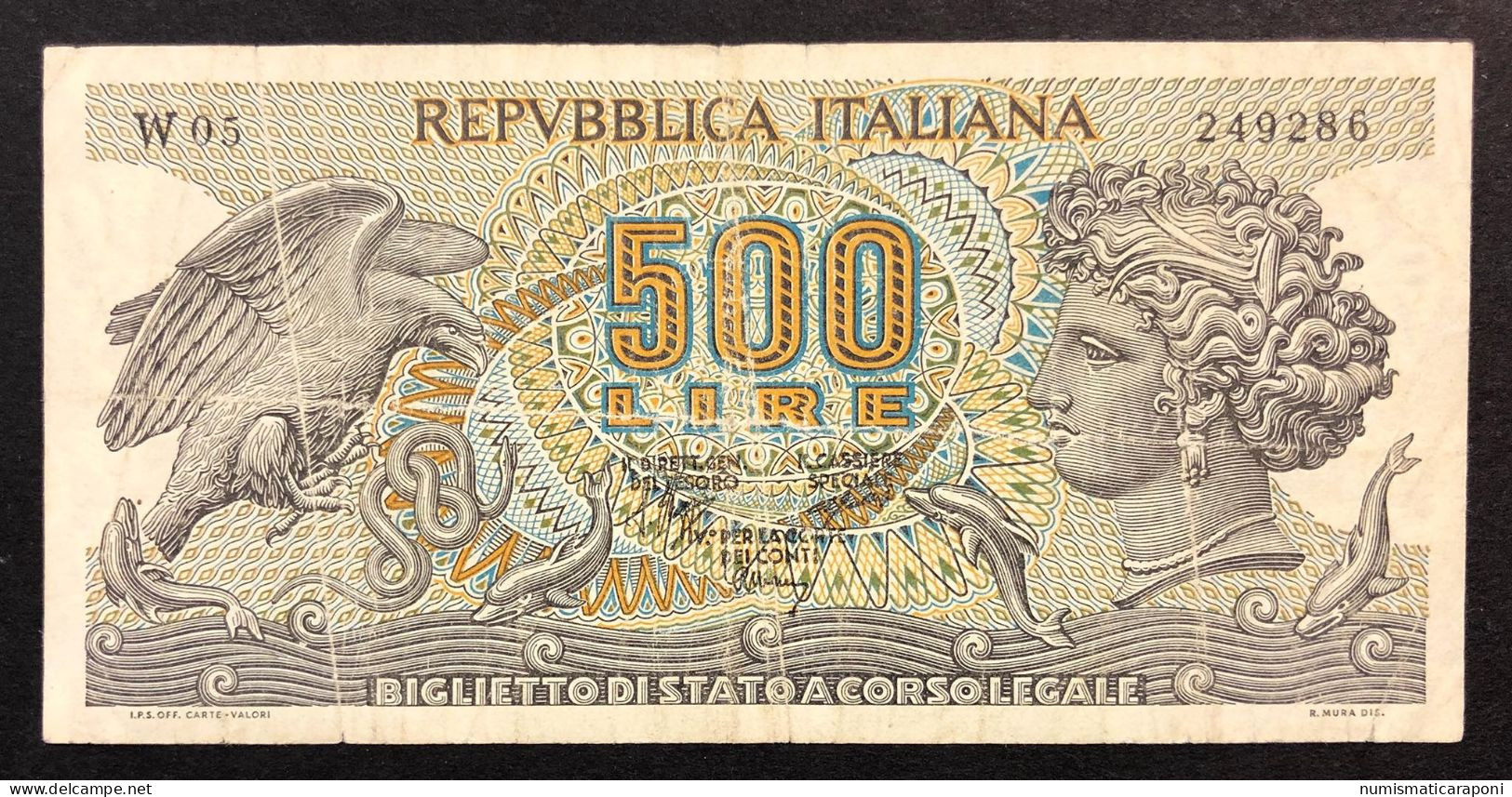 500 LIRE ARETUSA 23 02 1970 Serie Sostitutiva W05 RR  LOTTO 037 - 500 Lire