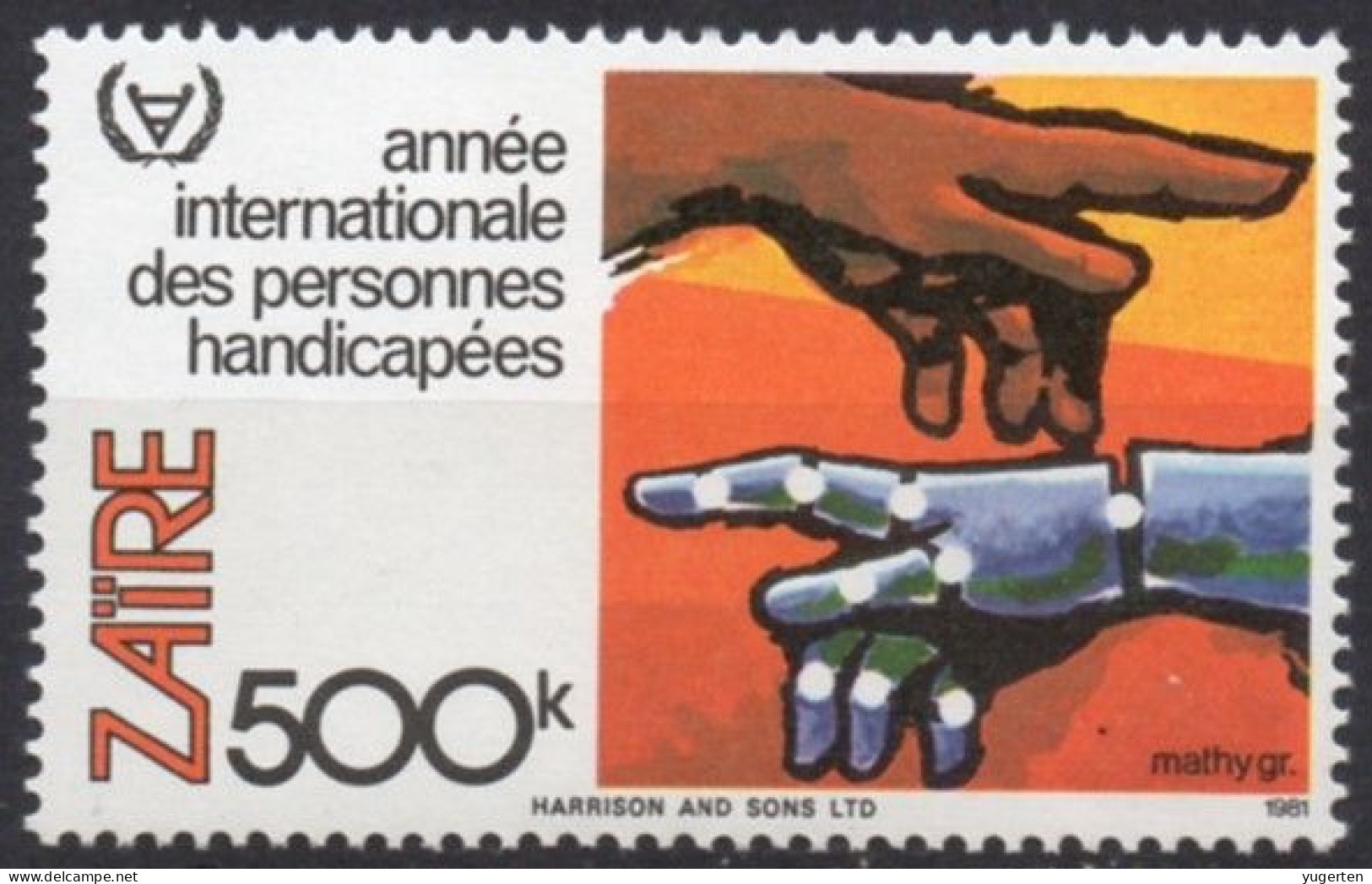 ZAIRE 1981 - 1v - MNH - Disabled - Hand - Handicap Health Santé Salud Gesundheit Behindert Hands Fingers - Handicaps