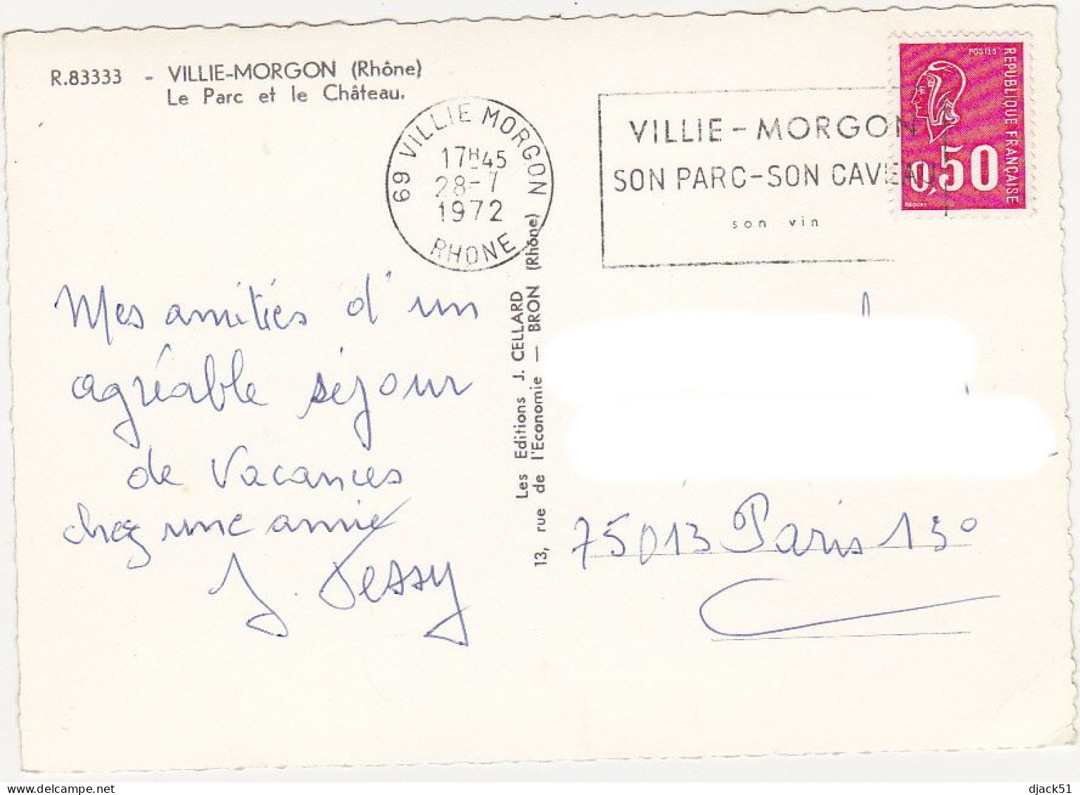 69 - VILLIE-MORGON (Rhône) - Le Parc Du Château - 1972 - Belle Animation - Villie Morgon