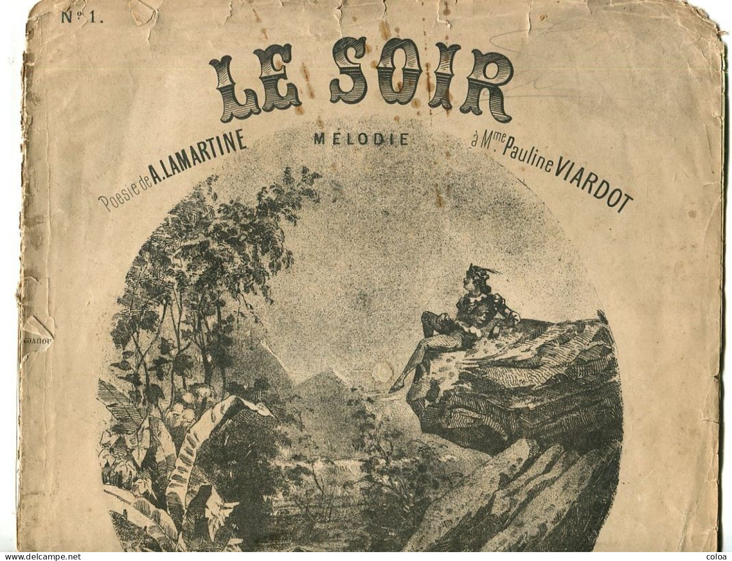 Partition Le Soir Poésie De Lamartine Musique De GOUNOD Circa 1860 - G-I