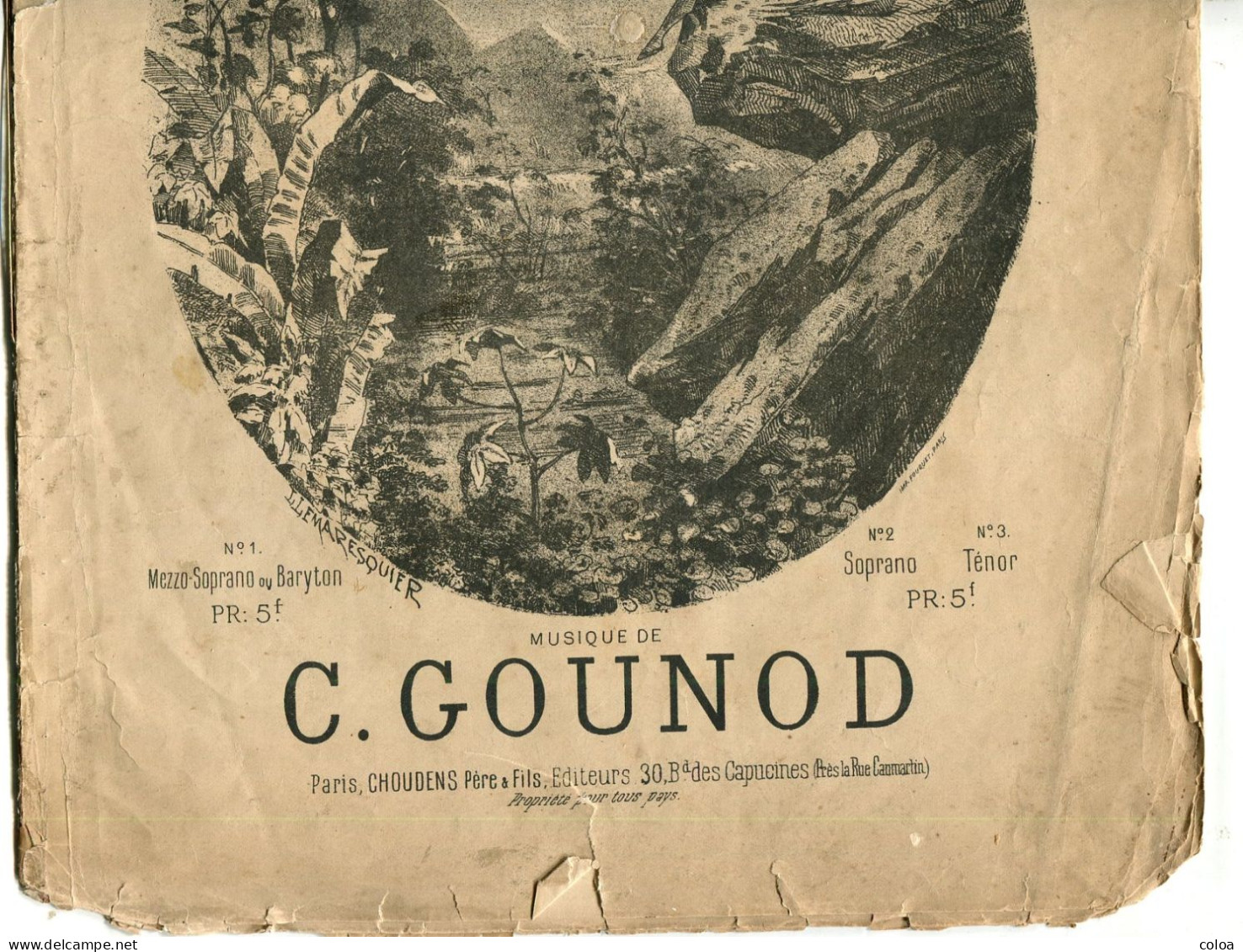 Partition Le Soir Poésie De Lamartine Musique De GOUNOD Circa 1860 - G-I