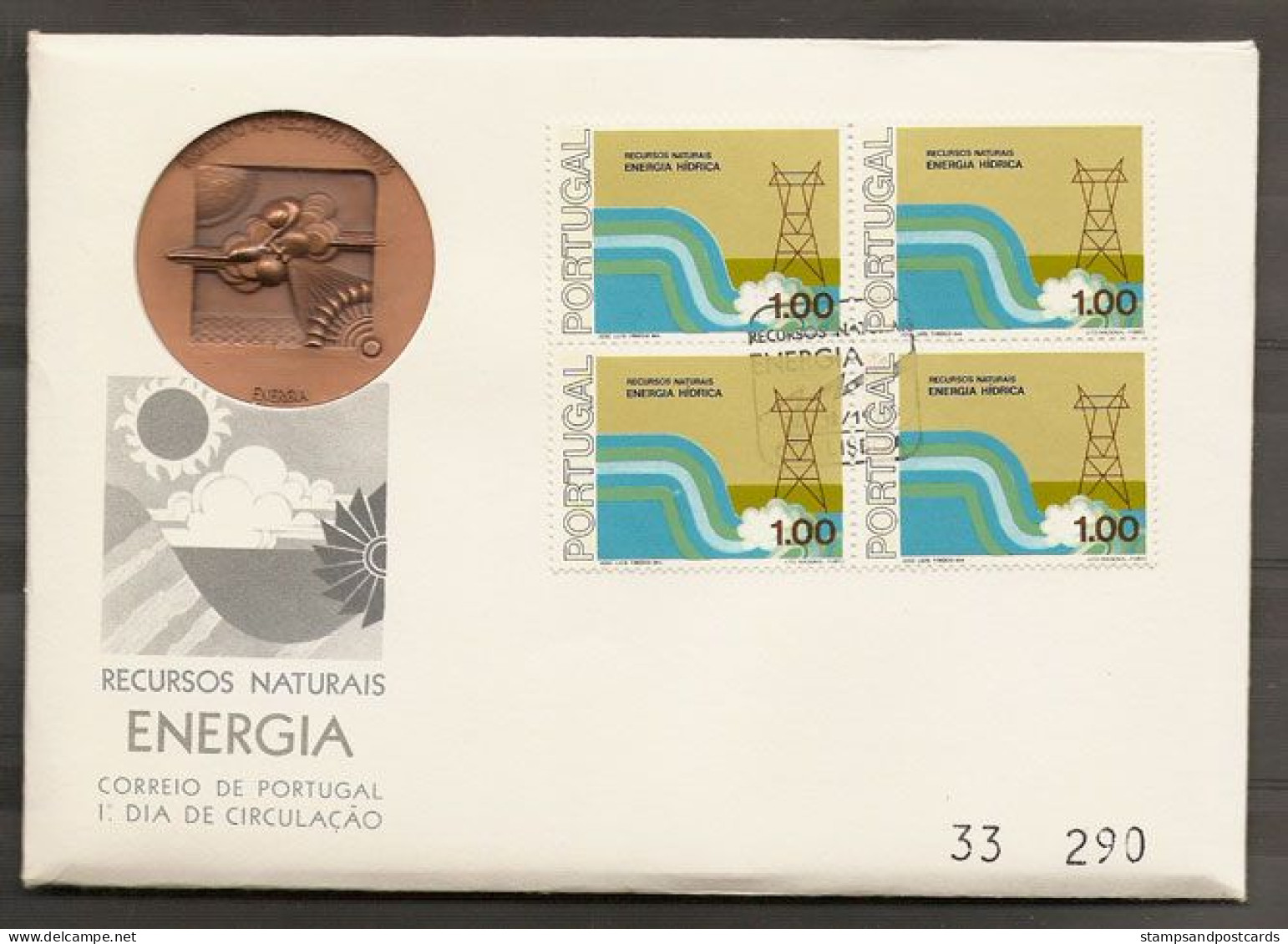 Portugal FDC Avec Médaille Ressources Naturelles Energie FDC Medal Energy Natural Resources - Acqua