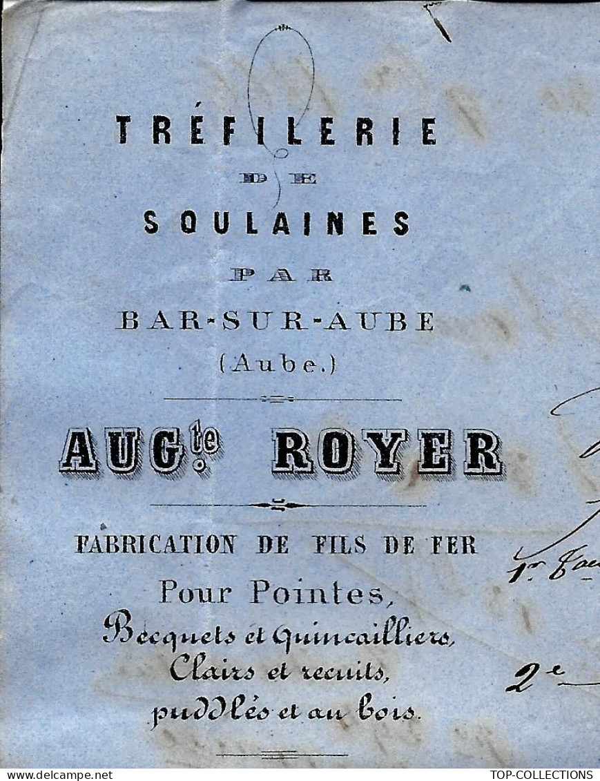 1866  LAC Timbre Empire Oblit. Gr. Ch.   Cachet Perlé Soulaines  (Aube)  Trefilerie Pour Bordeaux Vve Sudreau - 1849-1876: Période Classique