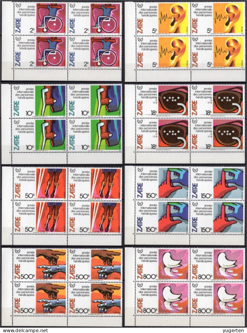 ZAIRE 1981 - 8 Blocks Of 4 - MNH - International Year Of The Disabled - Handicap Health Santé Salud Gesundheit Behindert - Handicaps