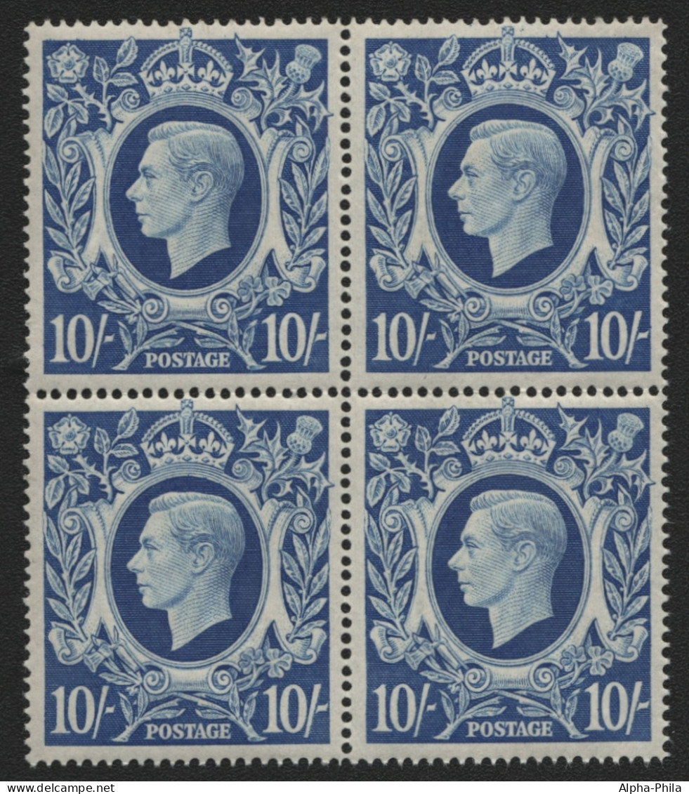 Großbritannien 1942 - Mi-Nr. 229 ** - MNH - Viererblock - George VI - Ungebraucht