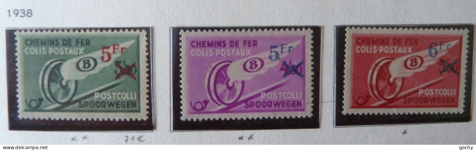 BELGIUM :   1938 - CHEMINS DE FER - CF  202 à 204  **/* - COTE: 80,00€ - Neufs