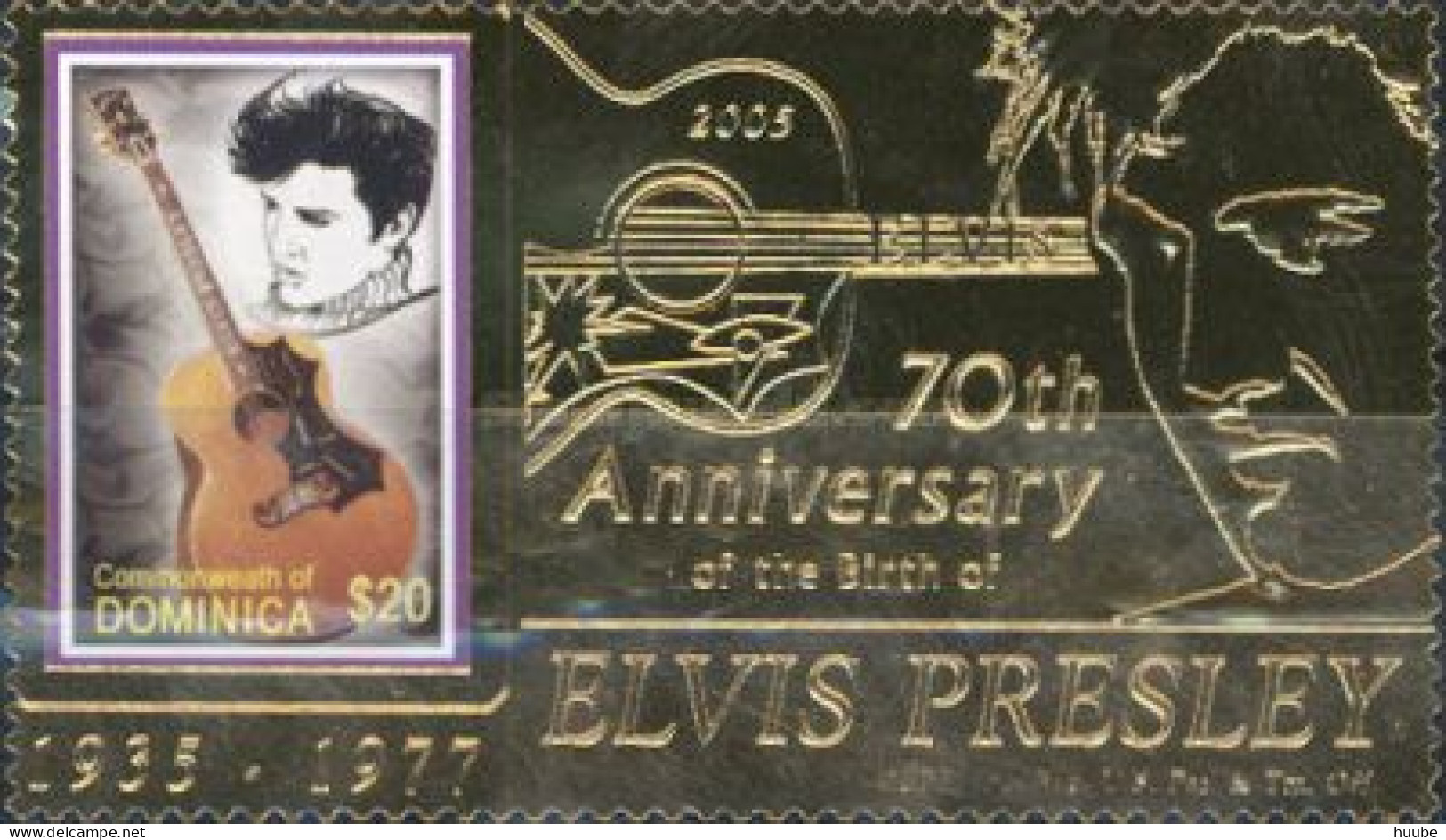 Dominica, 2005, Mi 3670, 70th Anniversary Of The Birth Of Elvis Presley,  Gold, 1v, MNH - Elvis Presley