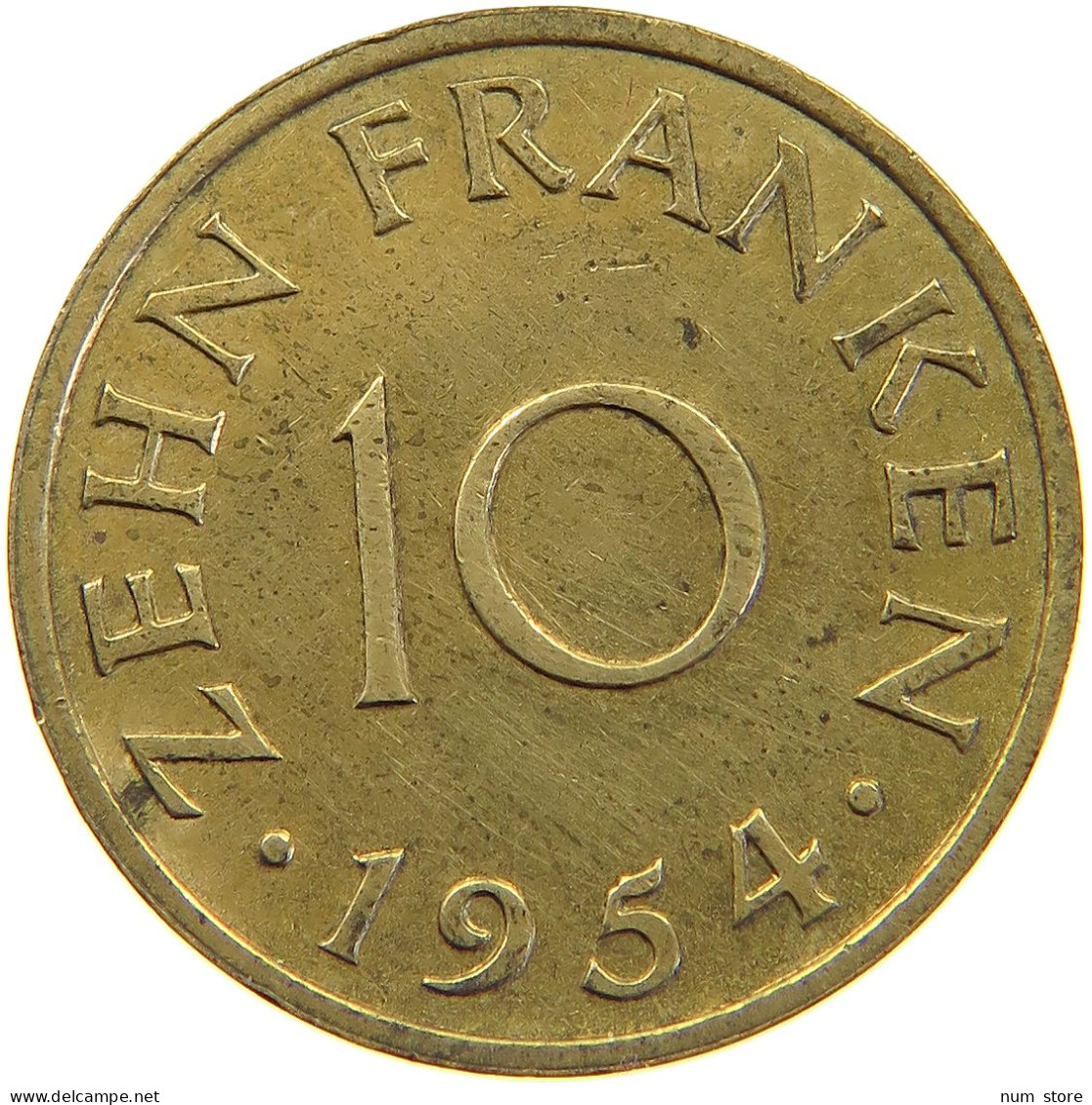 GERMANY 10 FRANKEN 1954 SAARLAND #c067 0477 - 10 Franken