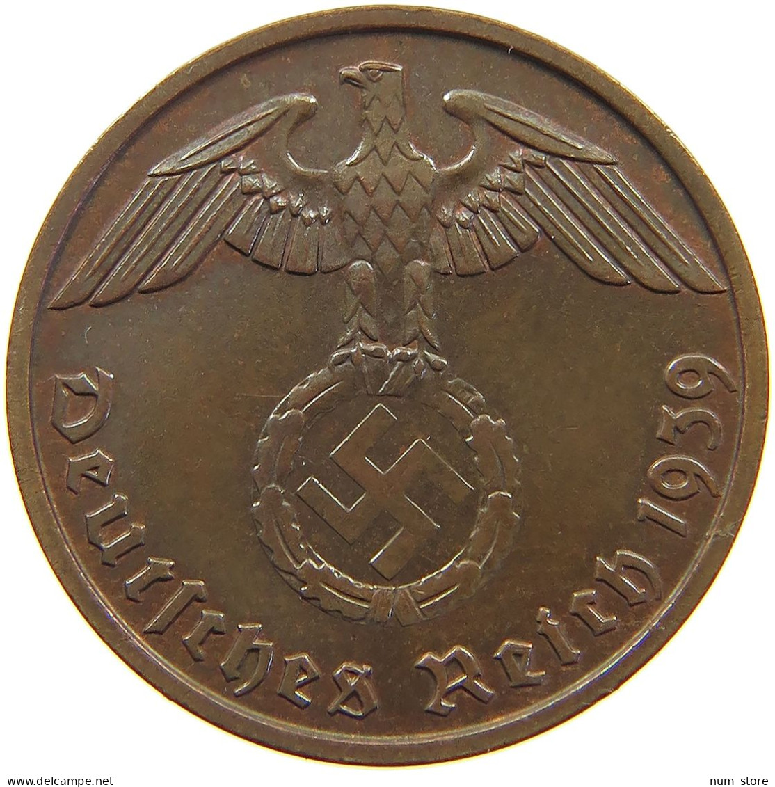 GERMANY 2 PFENNIG 1939 B TOP #a063 0105 - 2 Reichspfennig