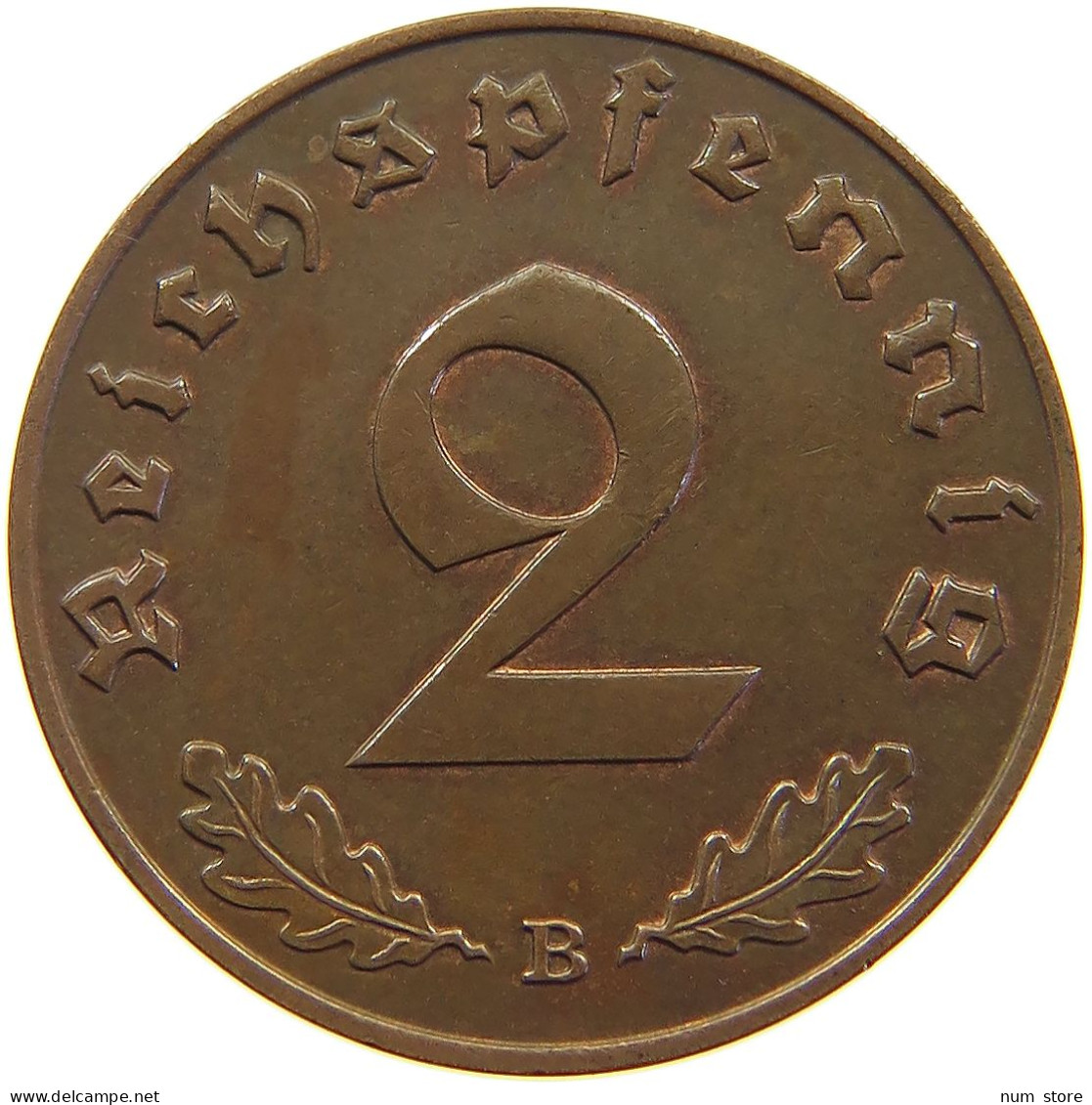 GERMANY 2 PFENNIG 1939 B TOP #a063 0109 - 2 Reichspfennig